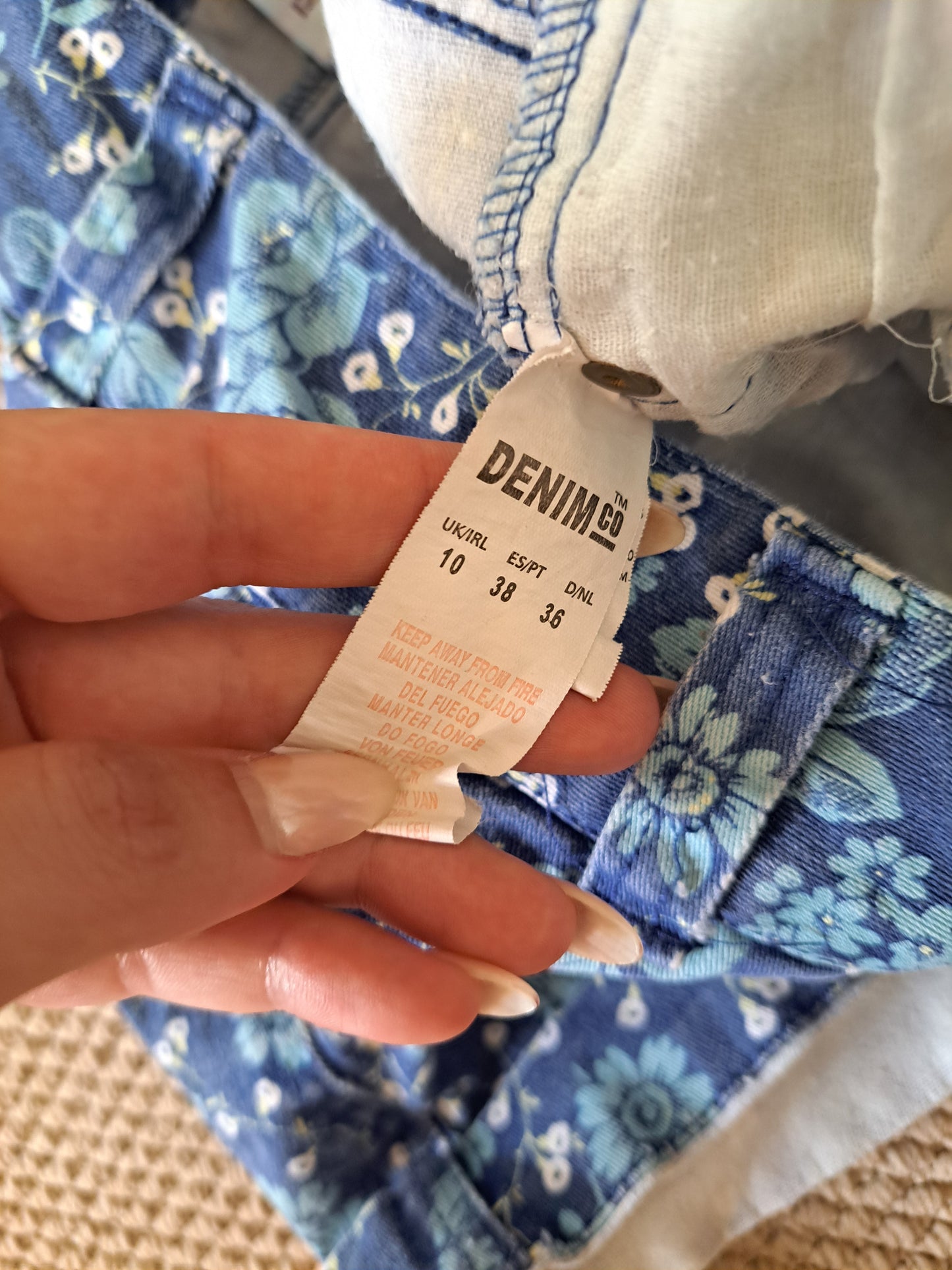 Denim Co Floral Denim Shorts Blue Print Summer Shorts Size 10