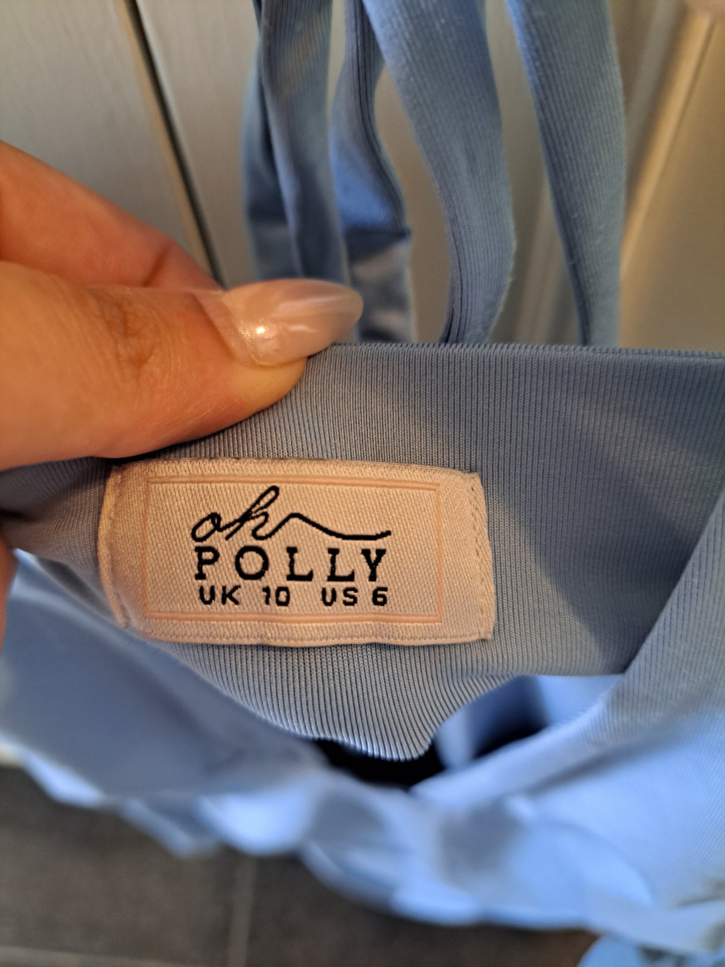 Oh Polly Blue Ruched Bodycon Midi Dress UK 10 Cut Out Occasion Dress