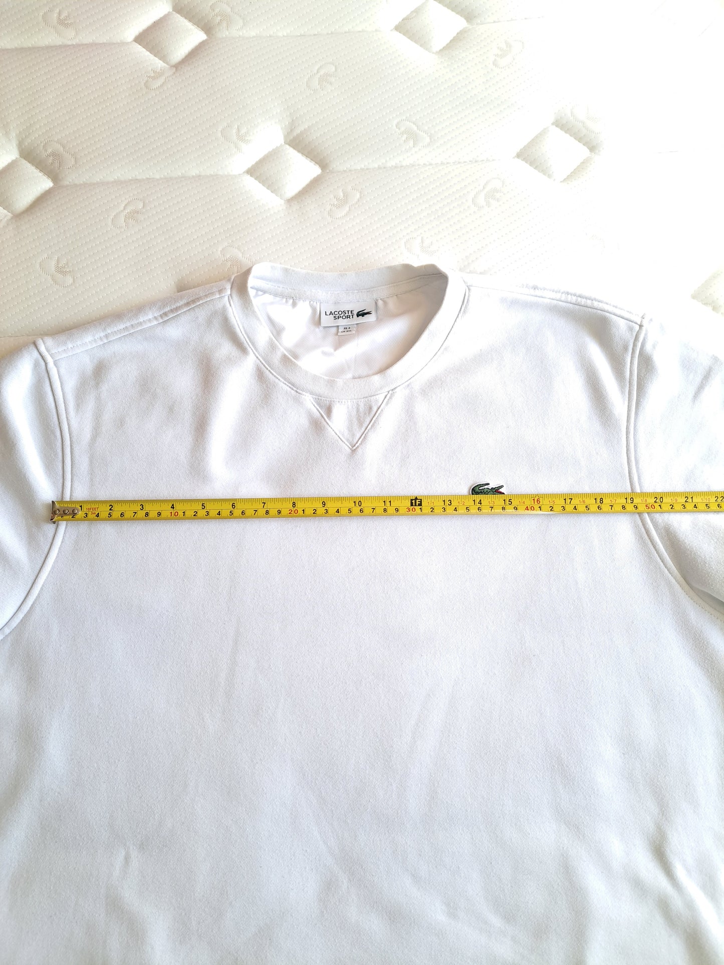 Lacoste Sport White Sweatshirt Crew Neck Logo Casual Tennis Minimalist Unisex