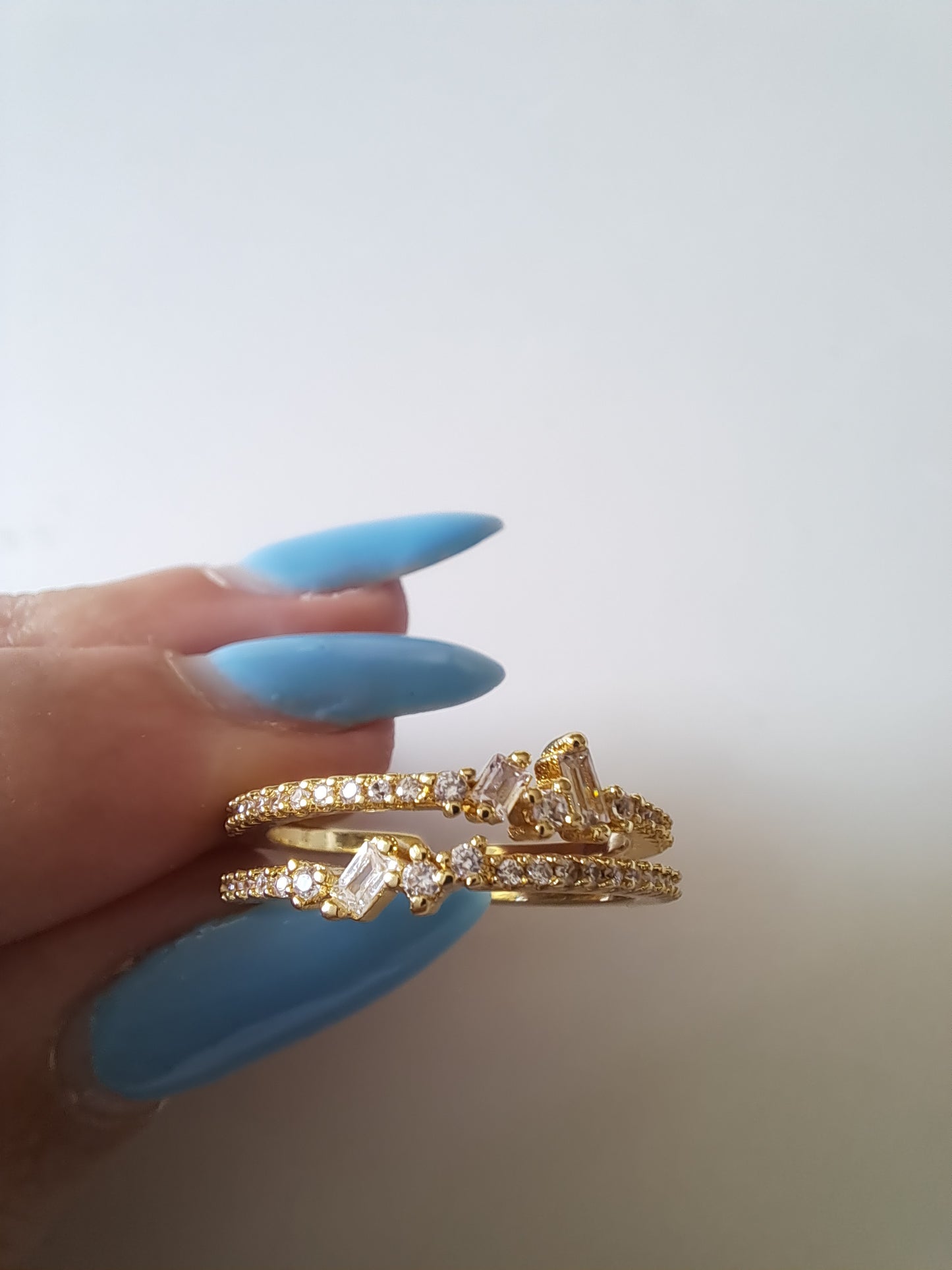 Gold Tone Adjustable CZ Wrap Ring Cubic Zirconia Statement Ring