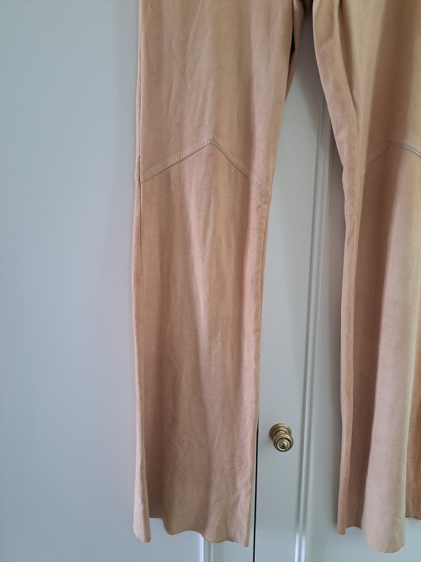 Nemo Made in Italy Flared Trousers Beige Stretch Boho Festival Pants