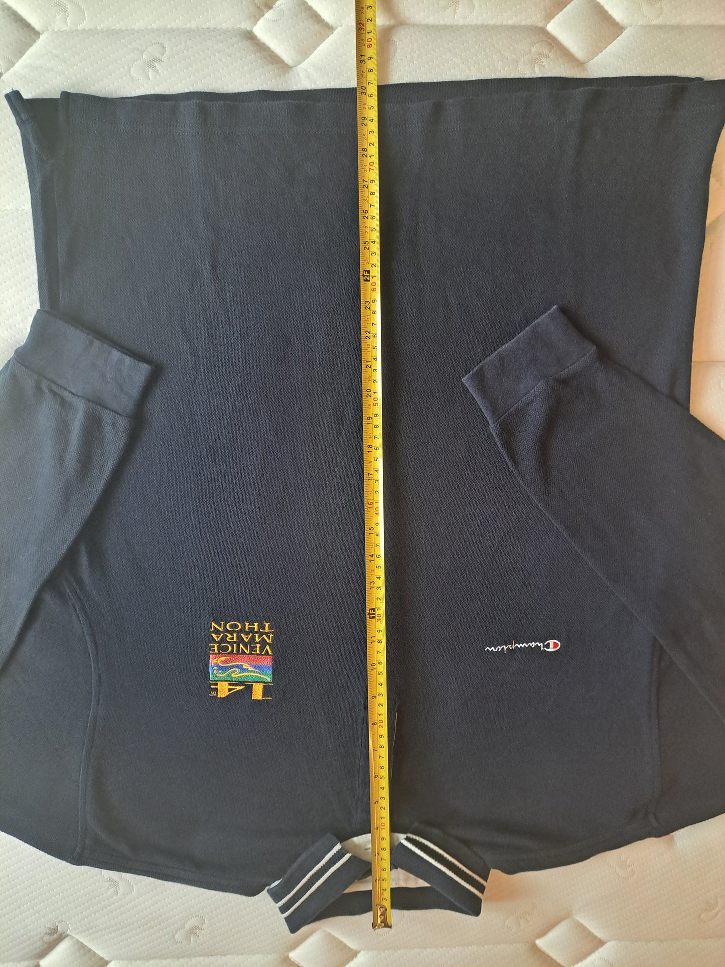 Champion Vintage Style Long Sleeve Polo Shirt Navy Size XL