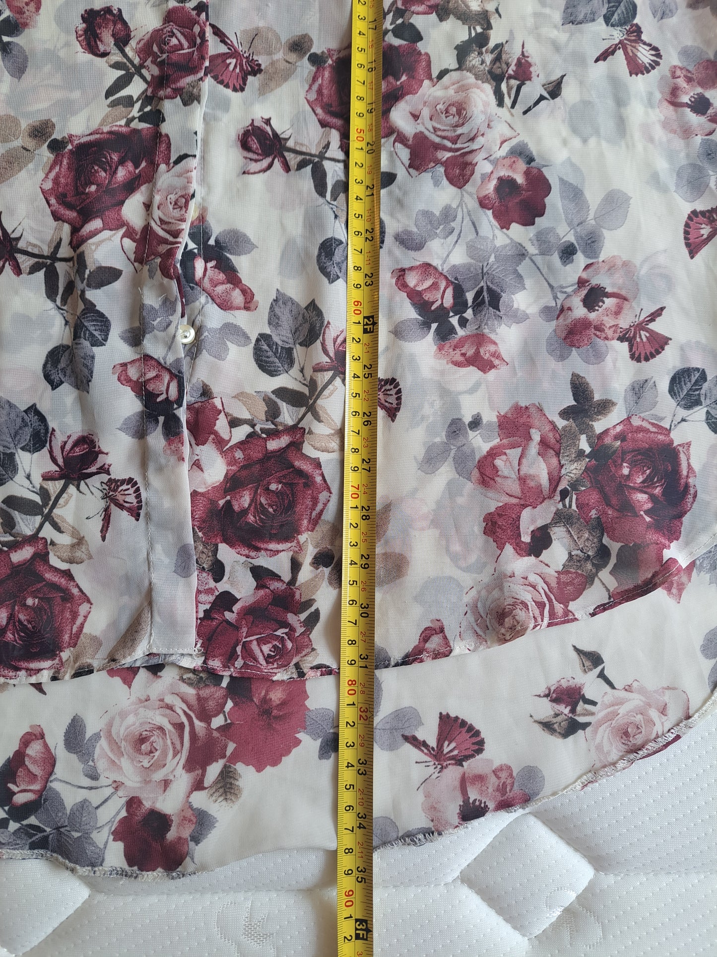 K&D Floral Chiffon Blouse Size 20 Sheer Rose Print Longline Top