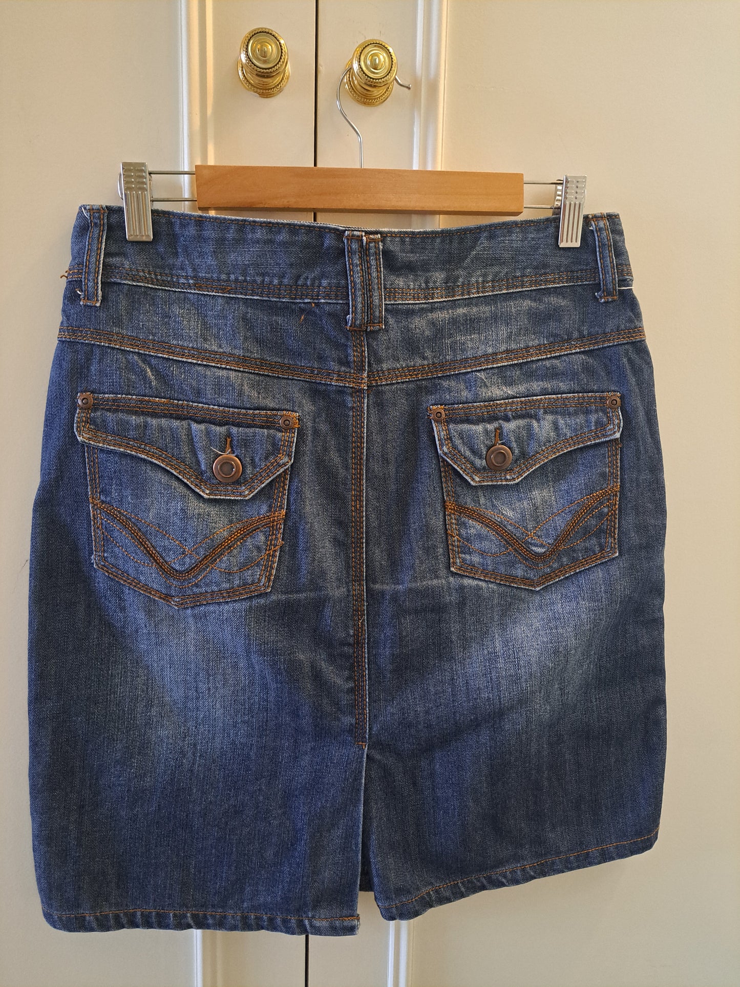 Colours of the World Denim Midi Skirt Size 38 Blue Denim Pencil Skirt Y2K
