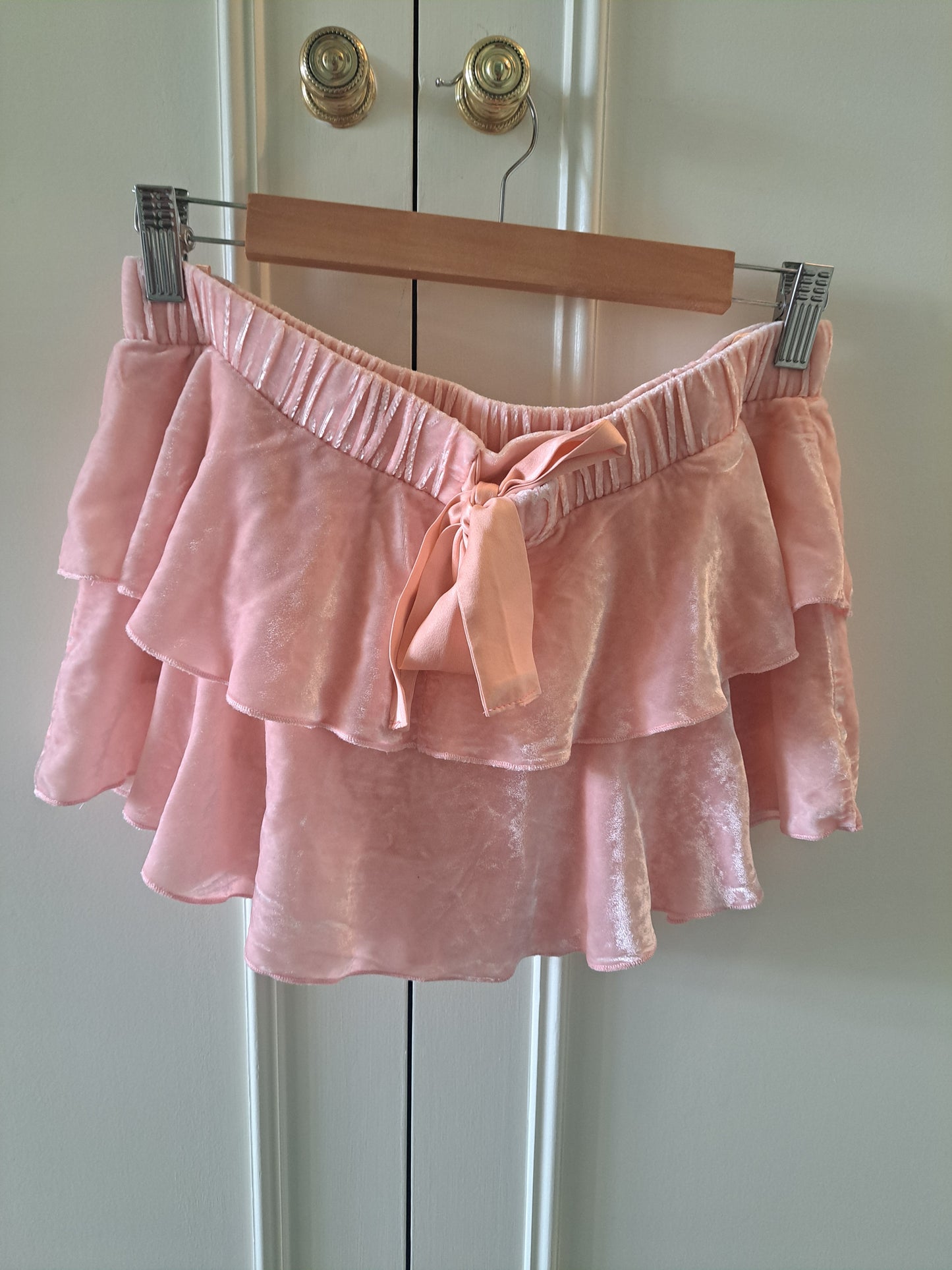 Juicy Couture Pink Silk Blend Ruffle Mini Skirt Y2K Layered Skater Skirt Size L