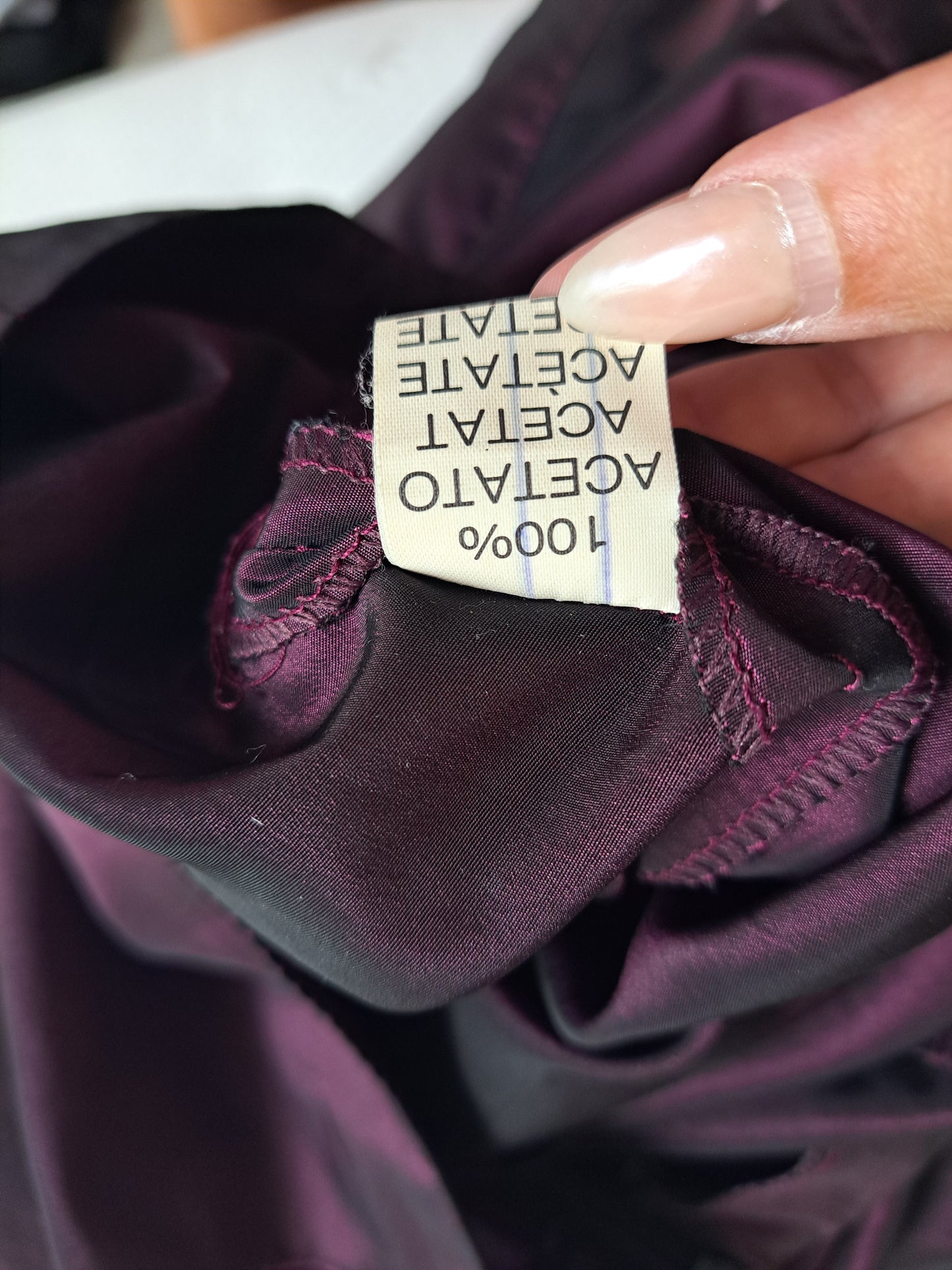 Le Complici Purple Satin A-Line Midi Skirt Size S Floral Appliqué Made in Italy