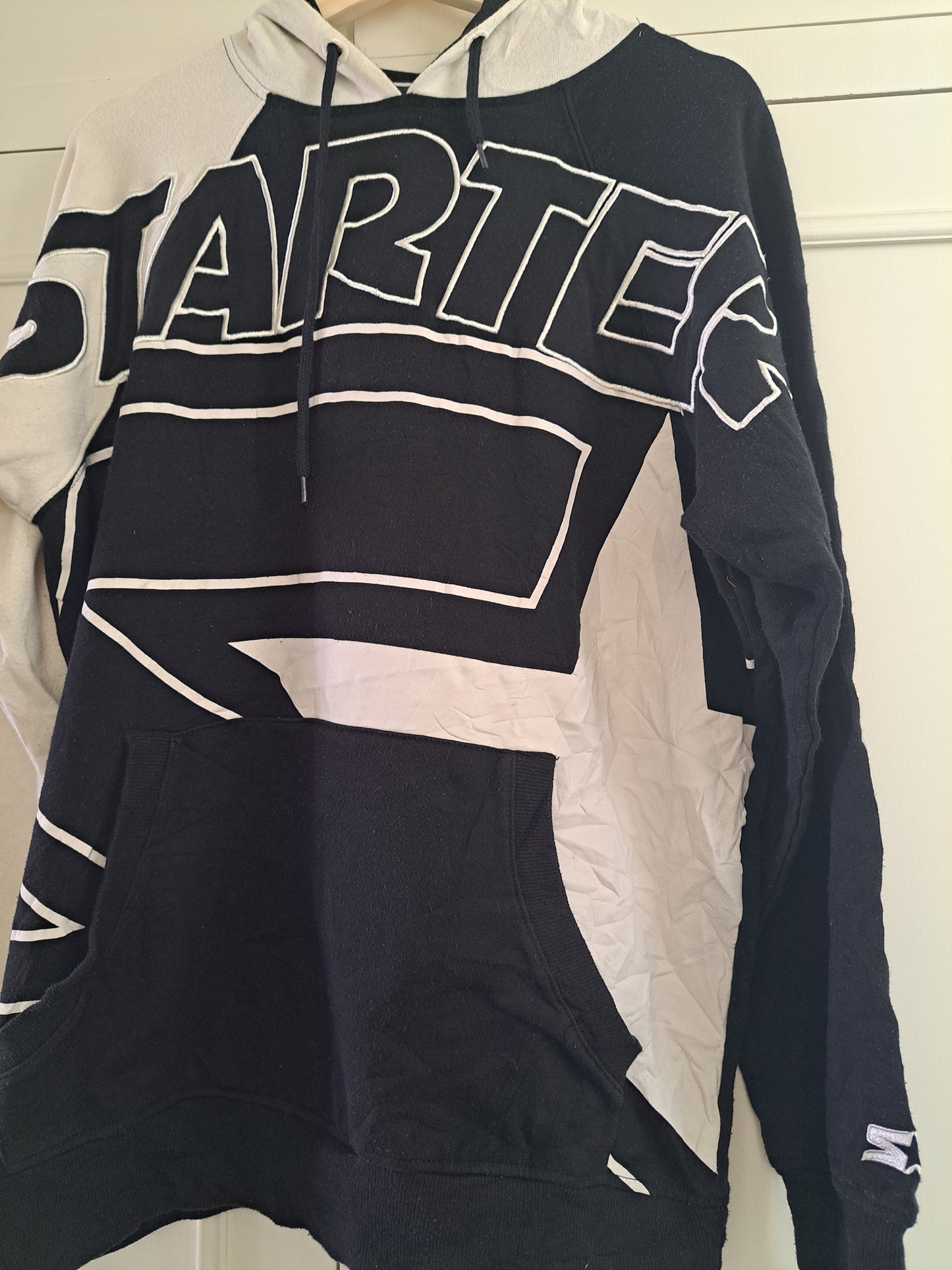 Starter Black Hoodie S Black White Oversized Streetwear Y2K Graphic Pullover
