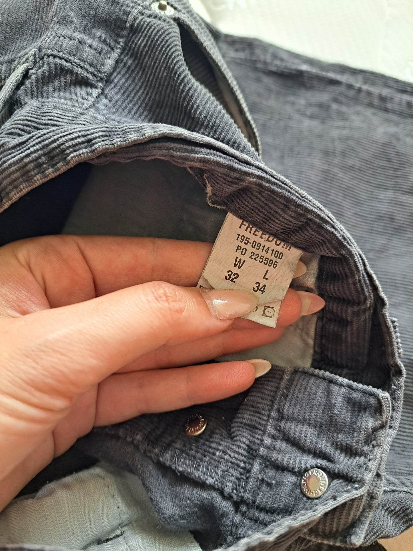 Tommy Hilfiger Corduroy Trousers Grey W32 L34