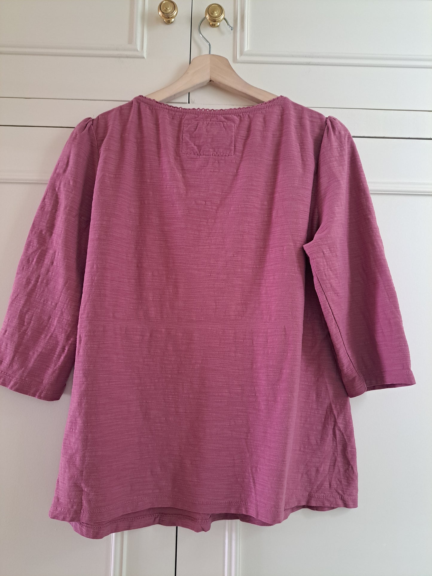 Organic Cotton Pink Peasant Blouse Size 16 Embroidered Boho Top