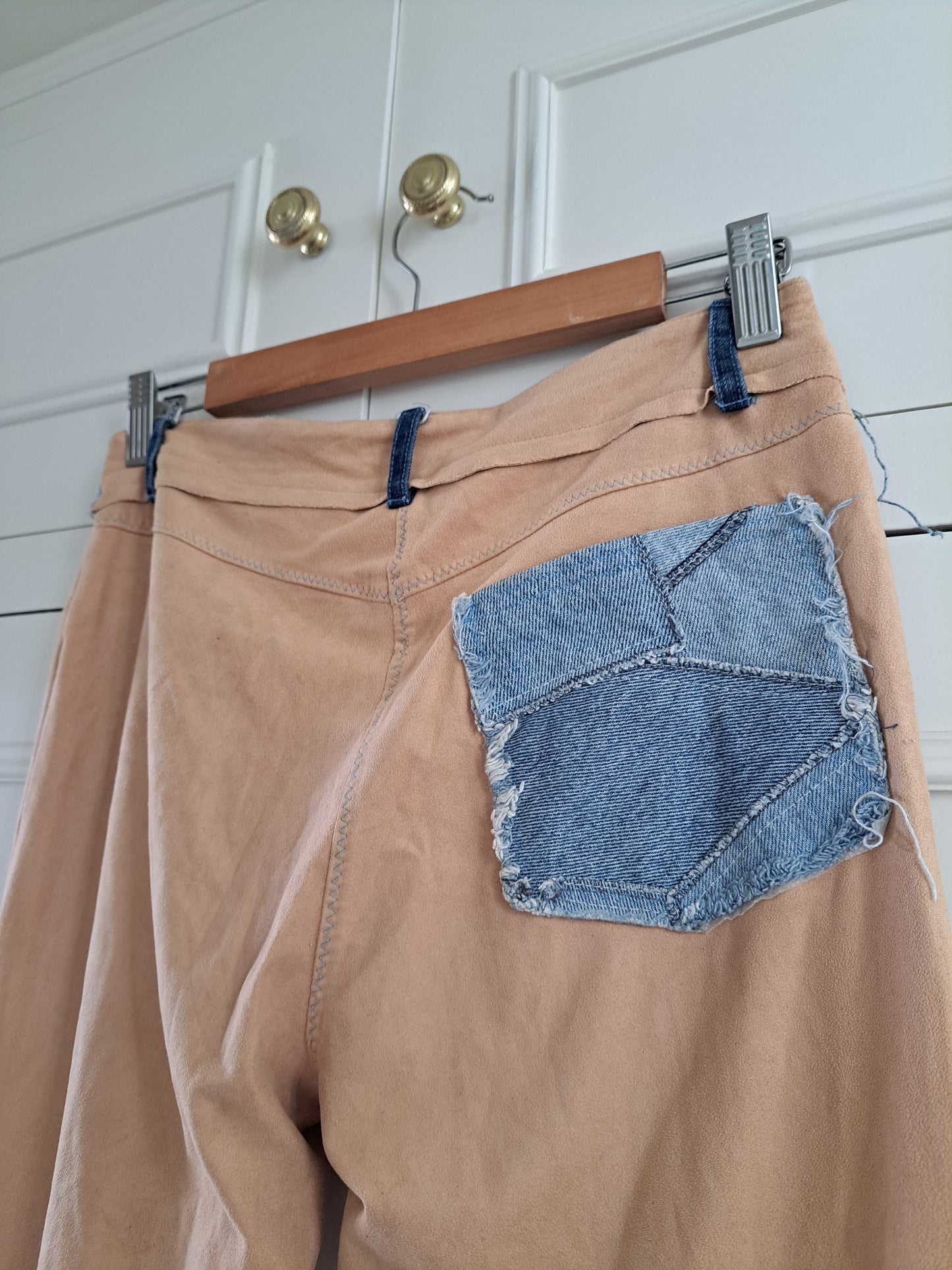 Nemo Made in Italy Flared Trousers Beige Stretch Boho Festival Pants