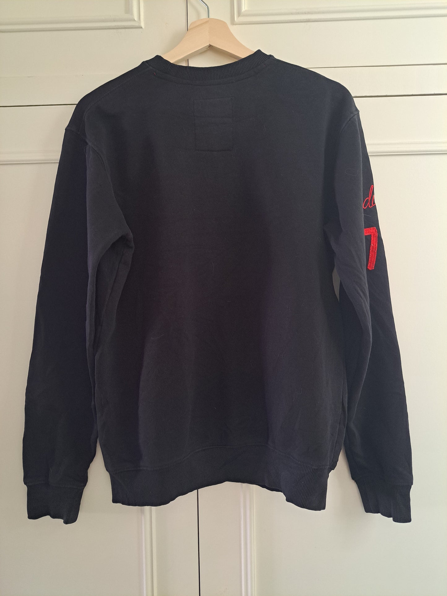 Amsterdam Industry Black Sweatshirt S Embroidered Logo Y2K Streetwear