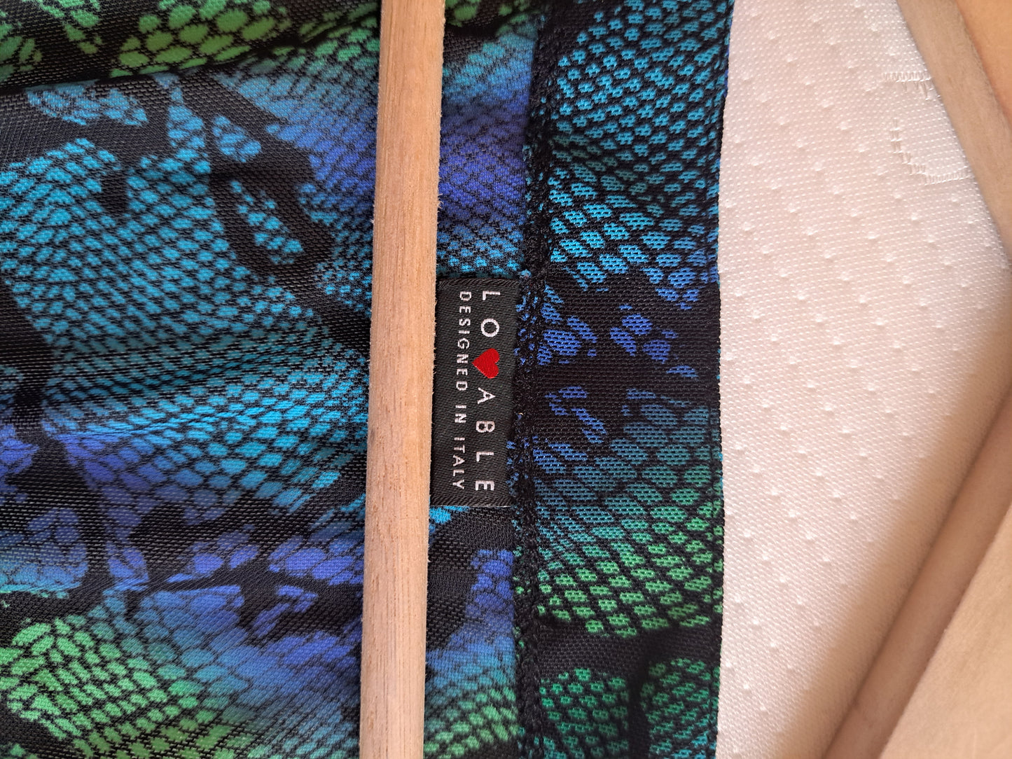 Lovable Snake Print Maxi Dress UK 8 Blue Green Long Sleeve Made in Italy