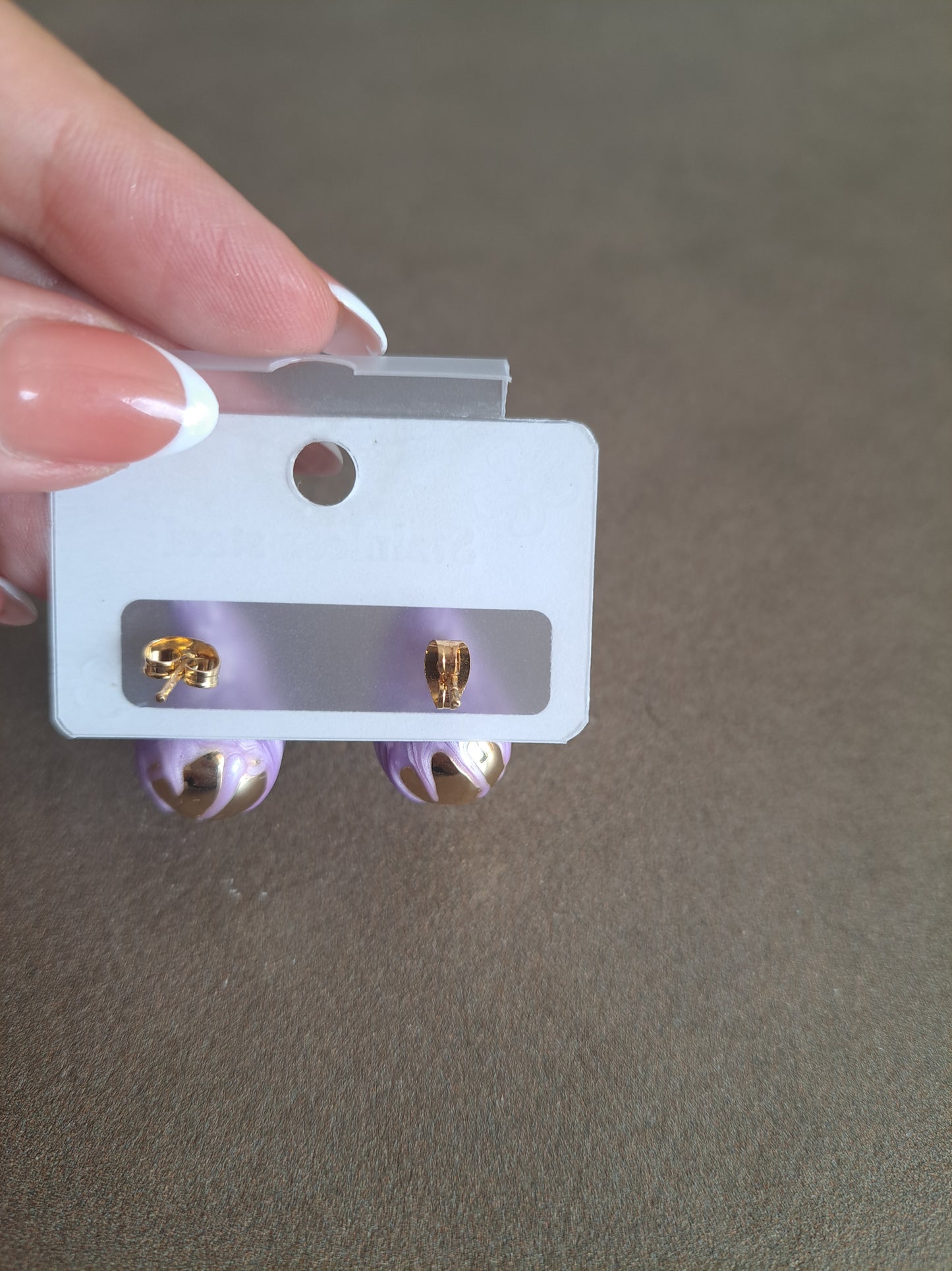 Stainless Steel Purple Flower Bud Stud Earrings Floral Statement Earrings