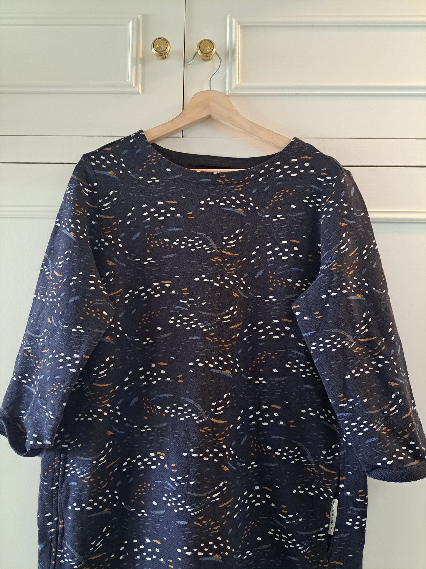 Seasalt Cornwall Navy Tunic Dress UK 12 100% Cotton Printed Shift Dres