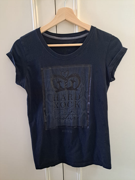 Hard Rock Couture Black Graphic T Shirt Slim Fit Women’s Size S/M