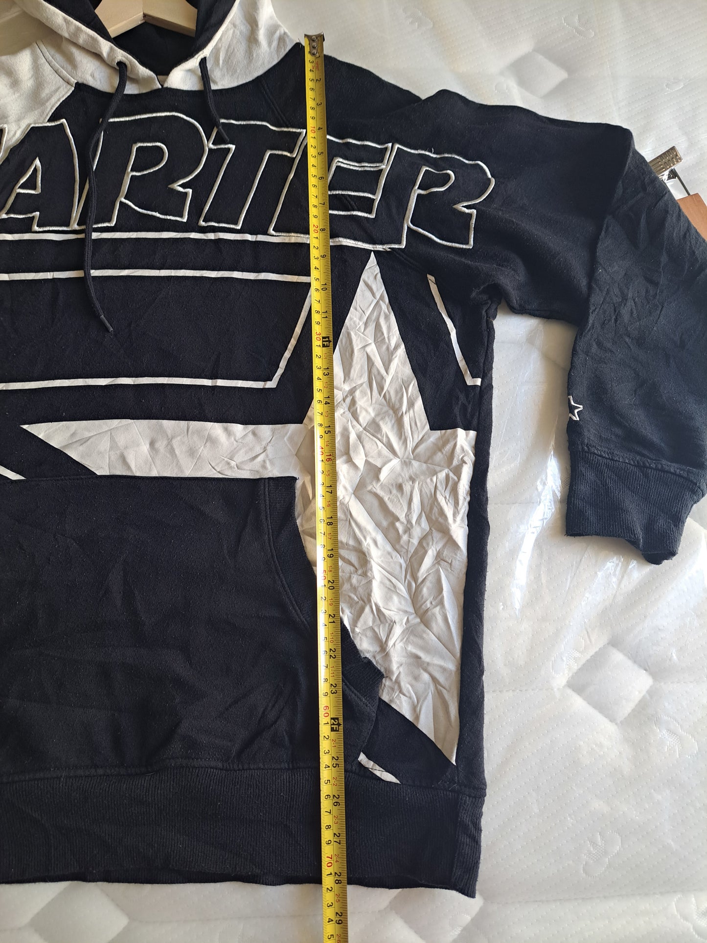 Starter Black Hoodie S Black White Oversized Streetwear Y2K Graphic Pullover