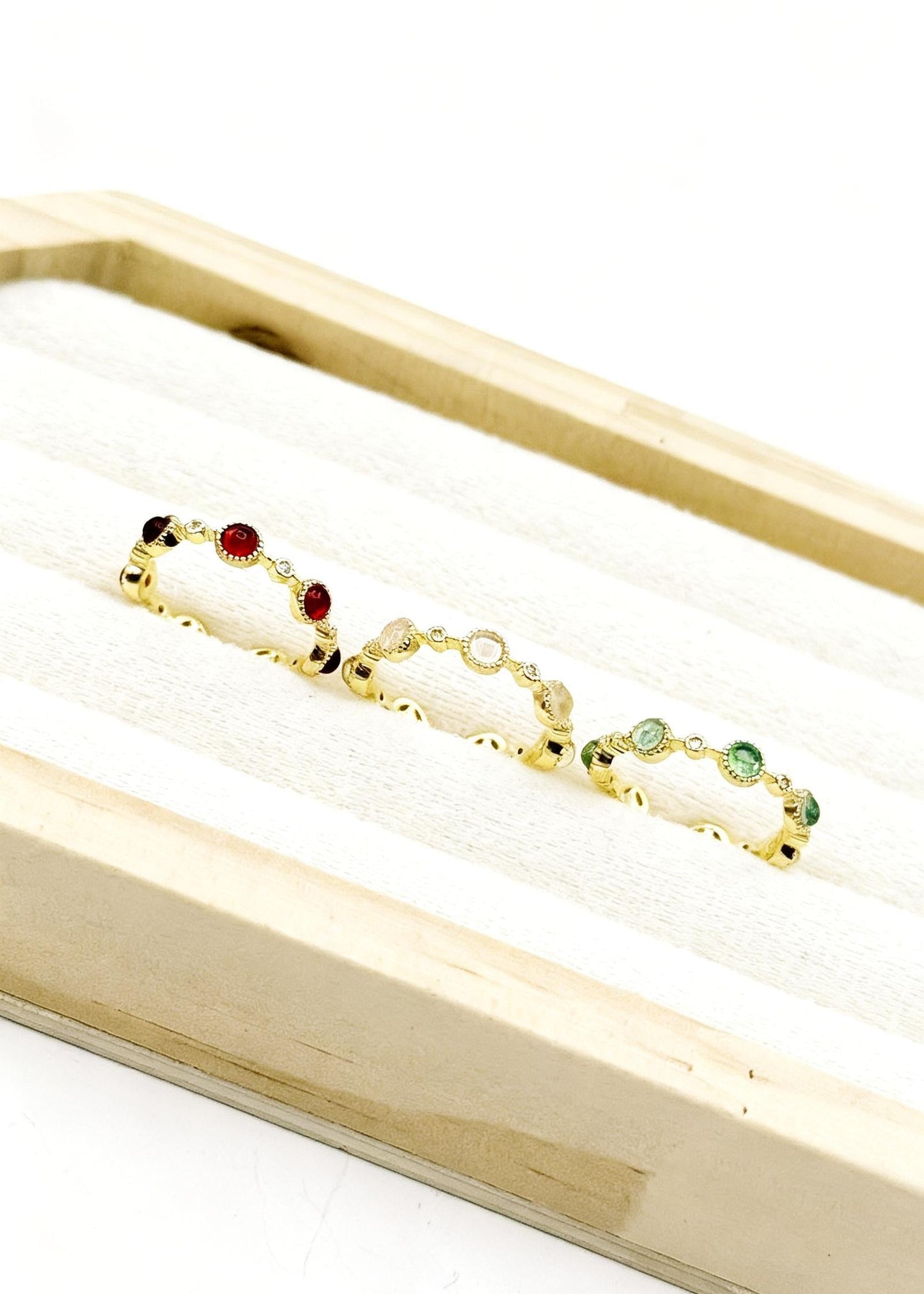 minimalist gold adjustable ring with multiple stones