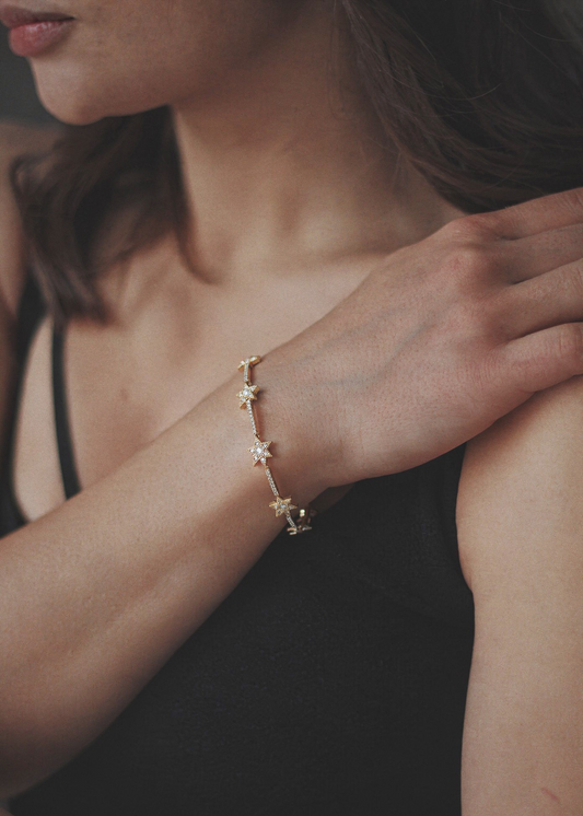 Gold star bracelet adjustable dainty celestial jewellery