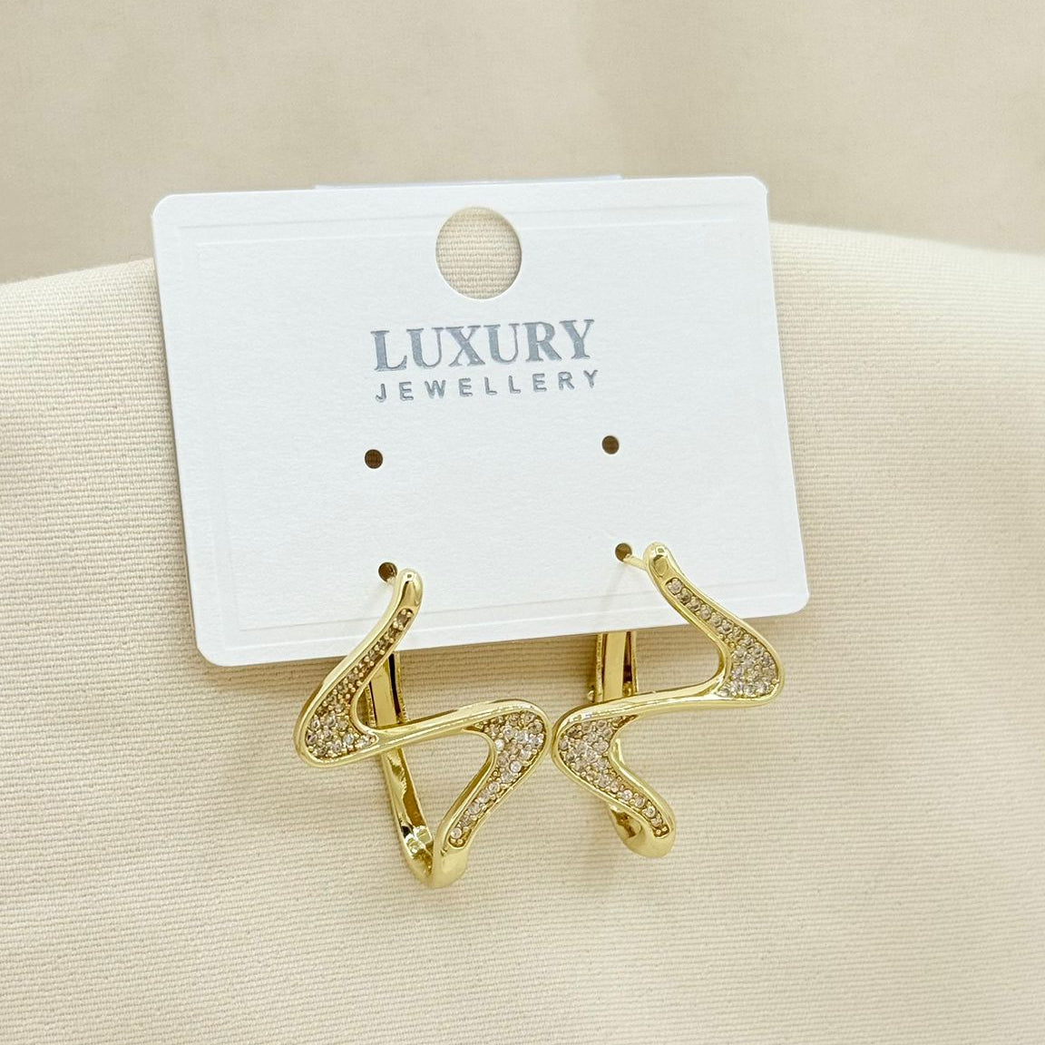 Gold Wave Sculpt Statement Earrings
