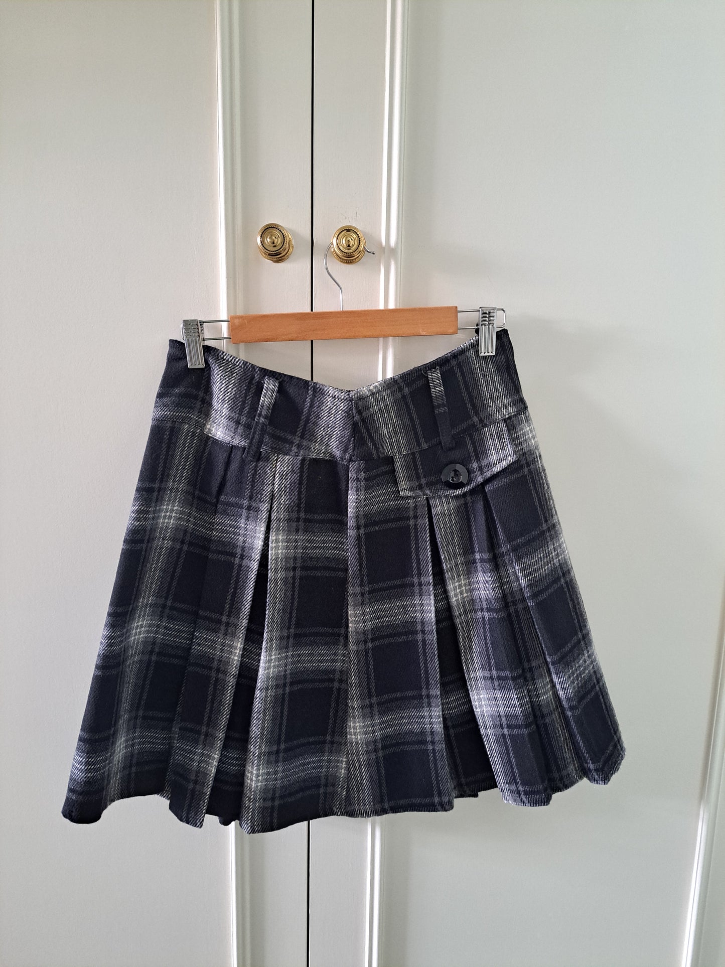 Made in Italy Grey Tartan Pleated Mini Skirt Check A-Line Schoolcore