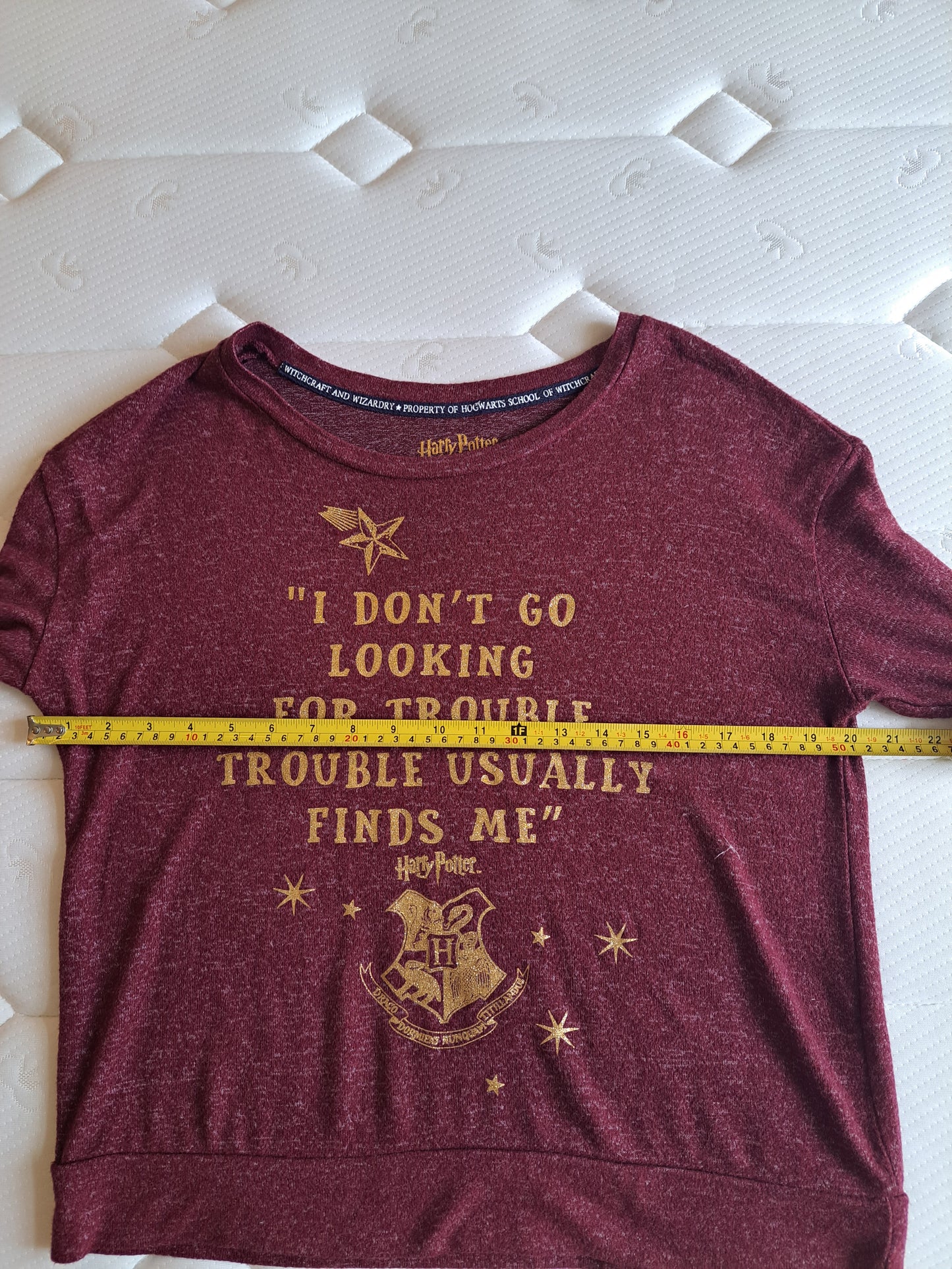 Harry Potter Burgundy Slogan Top Size S Hogwarts Long Sleeve T-Shirt