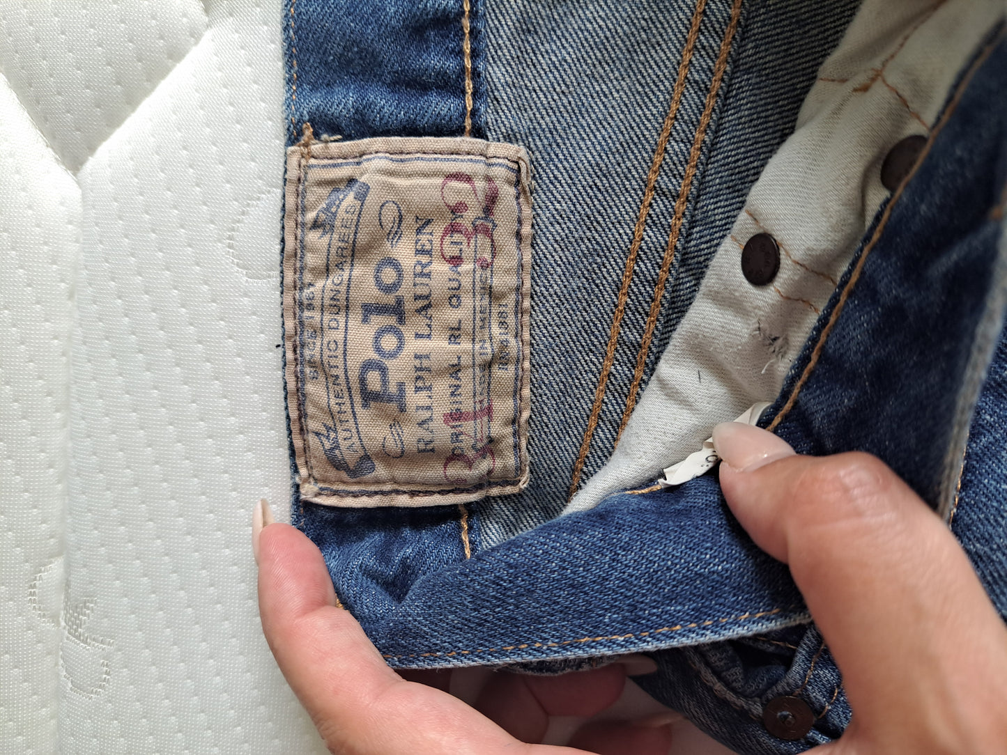 Polo Ralph Lauren Straight Leg Distressed Blue Denim Jeans W34 L32
