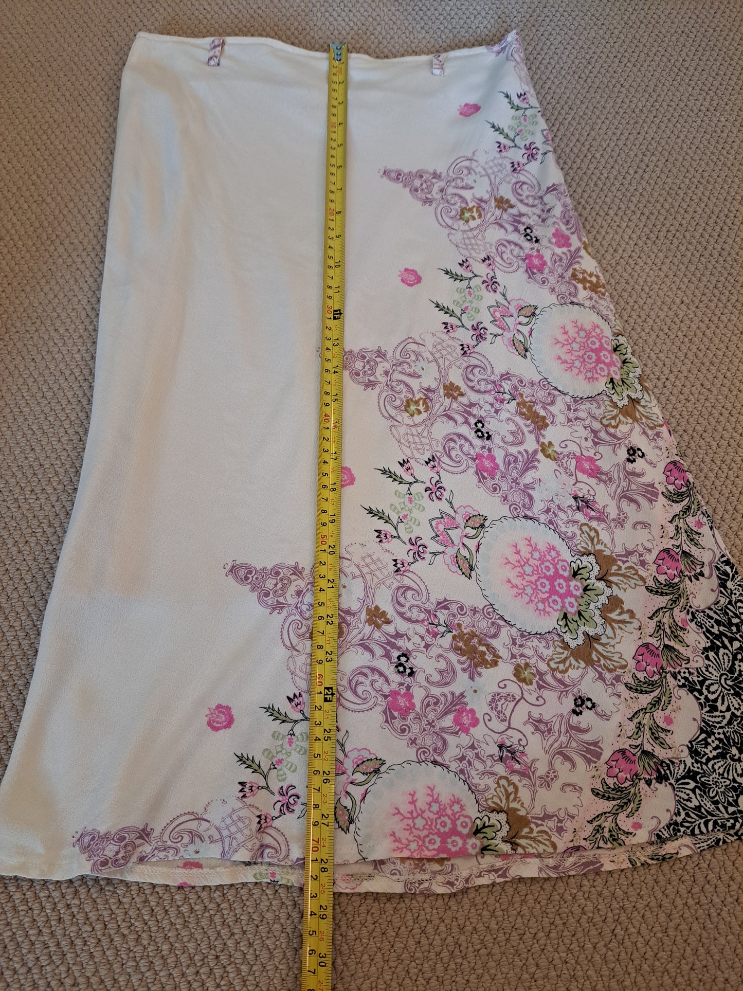 Floral Wrap Midi Skirt Size 42 White Pink Boho Summer Skirt
