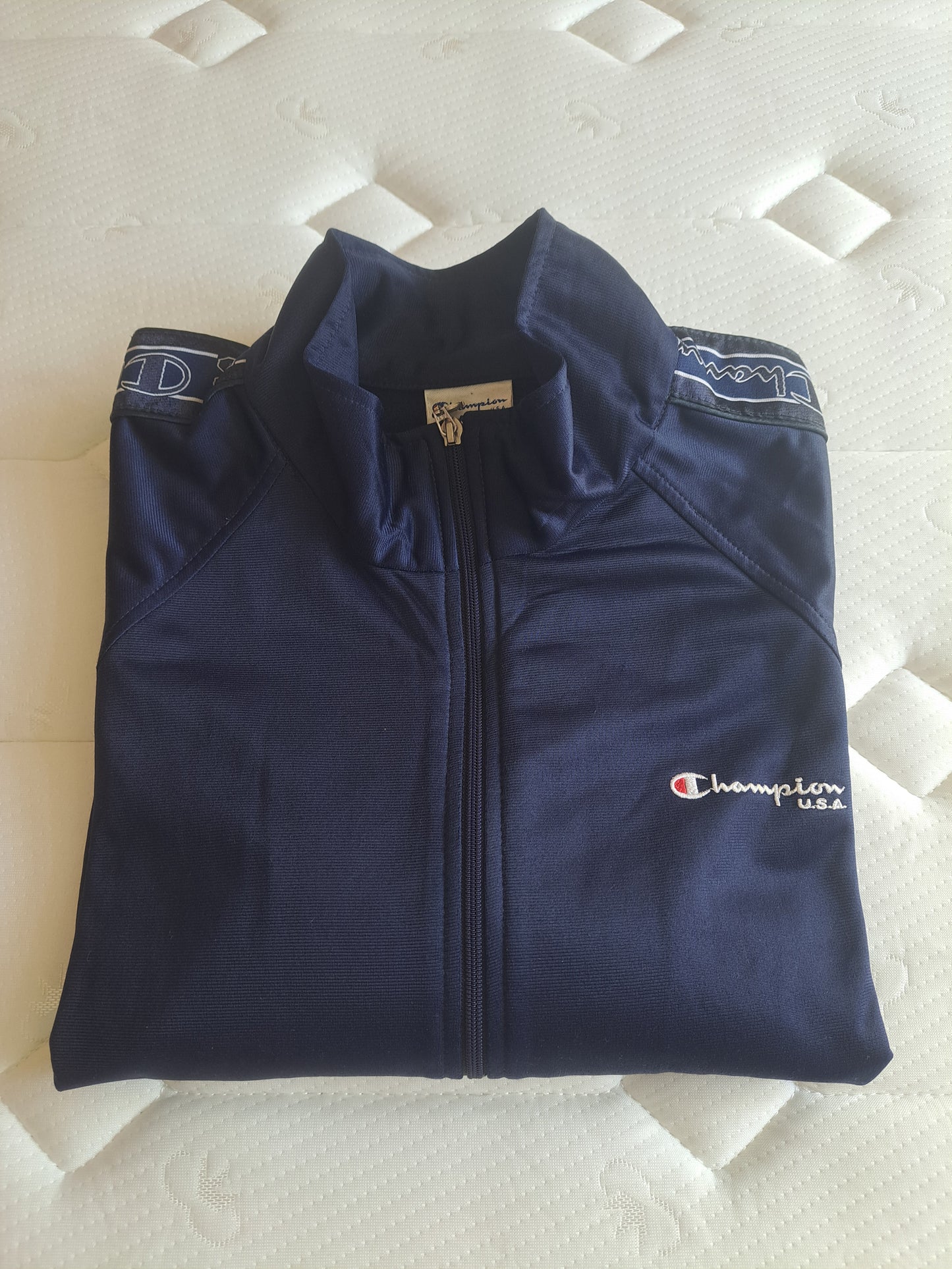 Champion Navy Track Jacket Small Zip Up Sports Jacket Y2K Athleisure