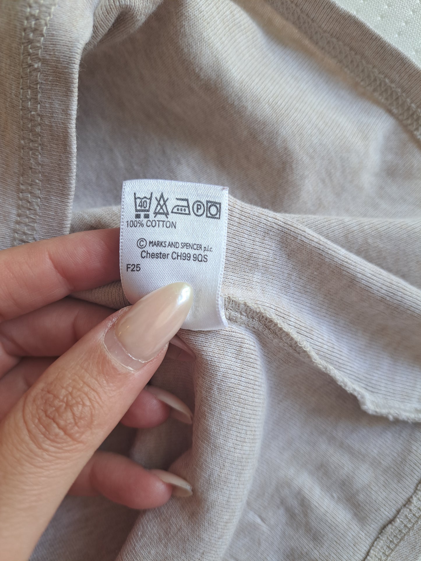 M&S Oatmeal Marl Jumper Size 14 Pure Cotton Lightweight Knit Sweater