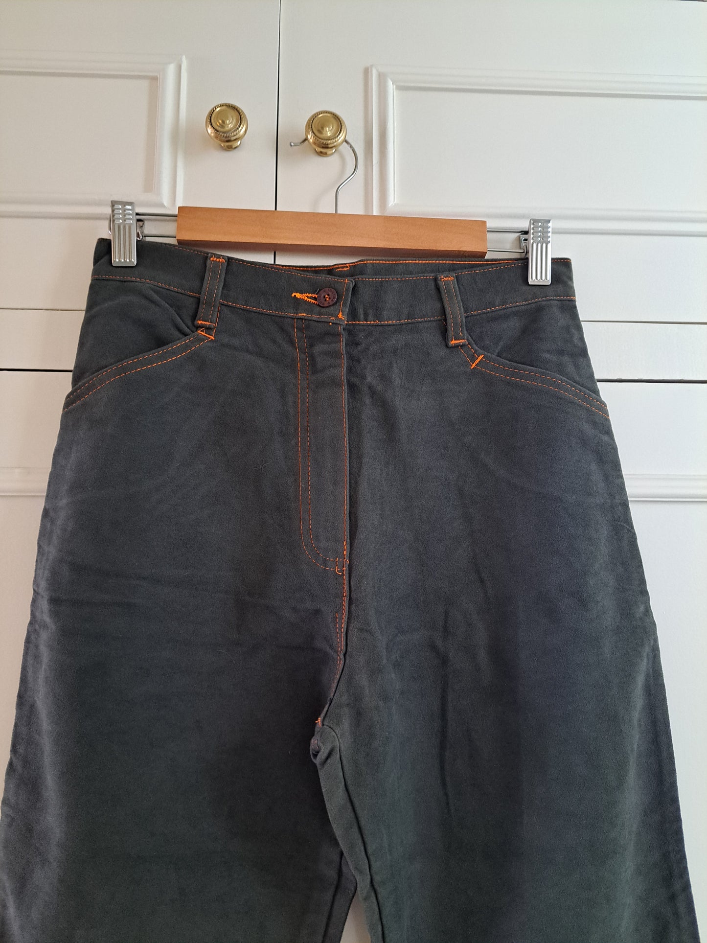 Y2K Green Embroidered Flared Trousers Made in Italy Boho Festival Pants