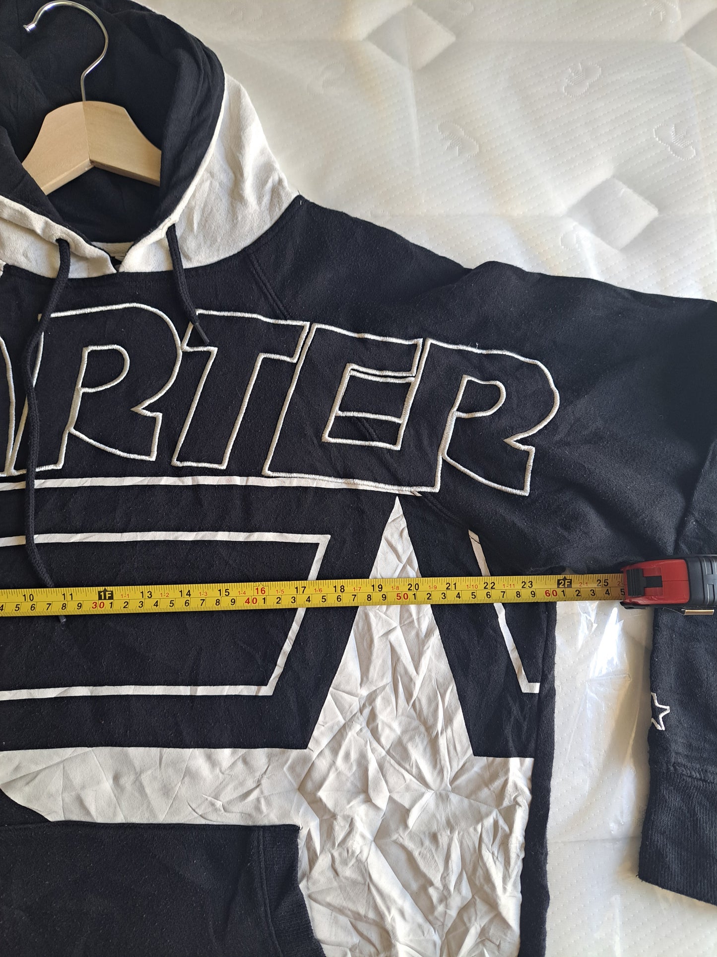Starter Black Hoodie S Black White Oversized Streetwear Y2K Graphic Pullover