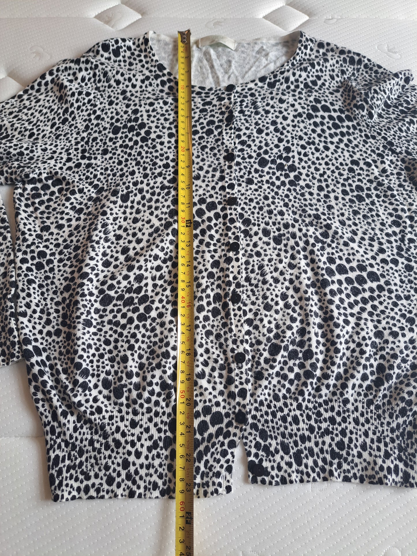 Marks & Spencer Animal Print Cardigan Size 16 Black & White Lightweight Knit