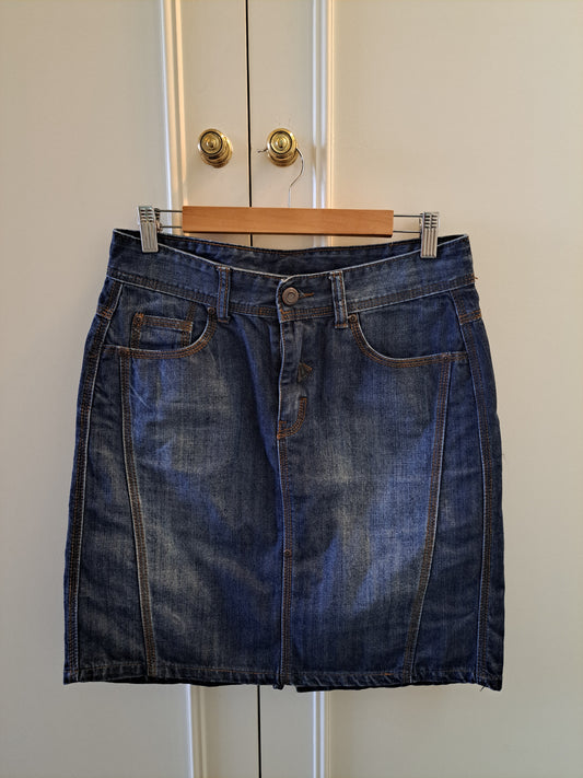 Colours of the World Denim Midi Skirt Size 38 Blue Denim Pencil Skirt Y2K