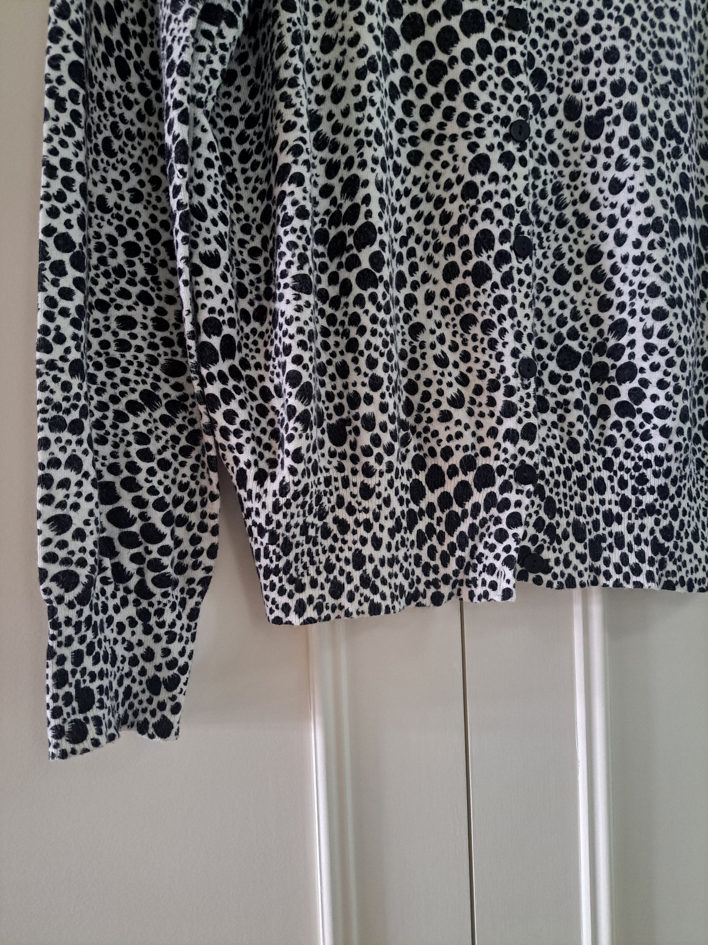 Marks & Spencer Animal Print Cardigan Size 16 Black & White Lightweight Knit