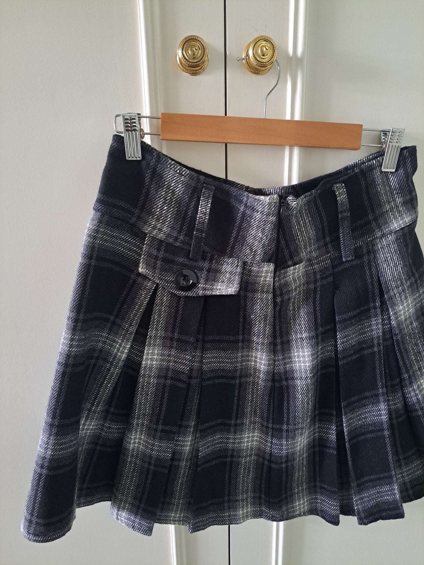 Made in Italy Grey Tartan Pleated Mini Skirt Check A-Line Schoolcore