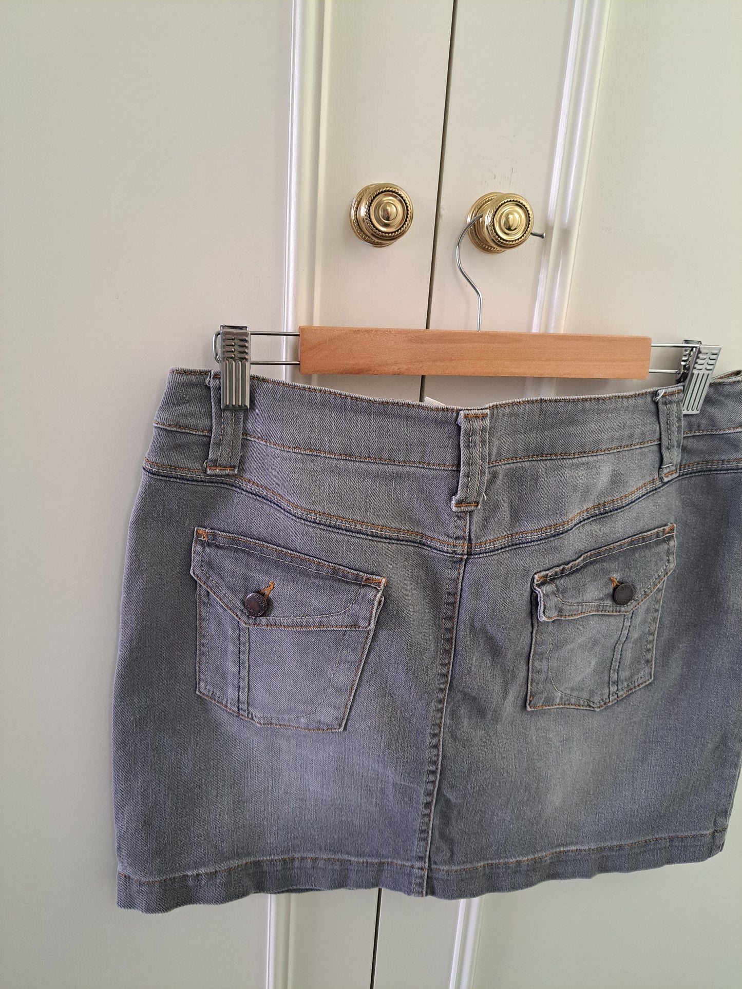Yessica Grey Denim Mini Skirt  Washed Denim Y2K Mini Skirt