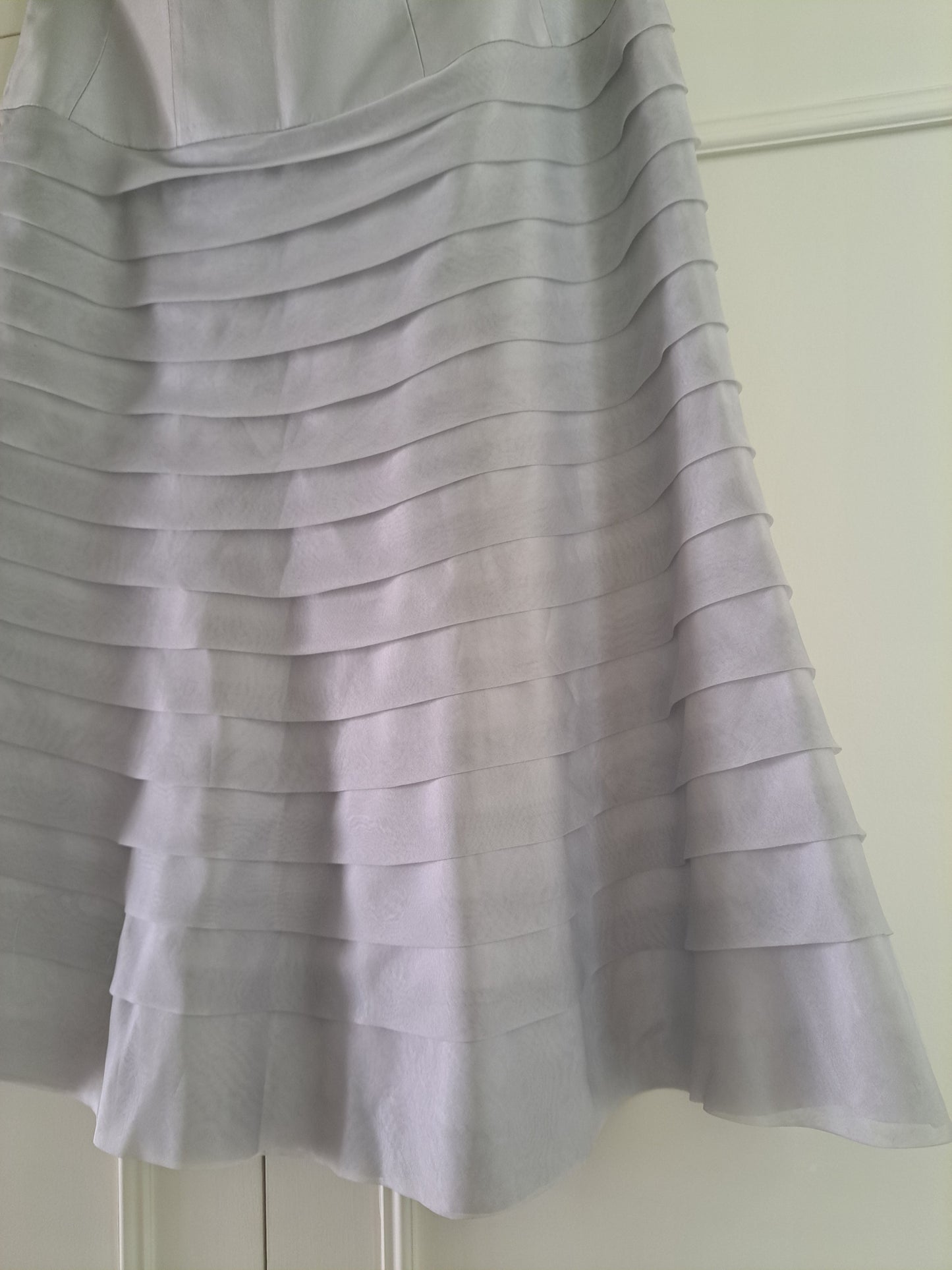 Episode Silver Grey A-Line Midi Skirt Size 14 Satin Occasion Skirt