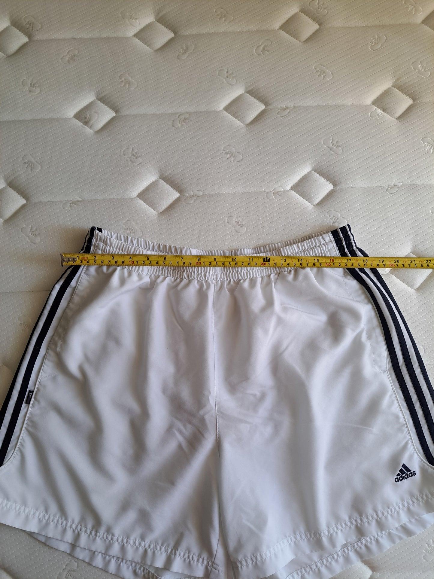 Adidas White Tennis Shorts Y2K Sports Gym Shorts White Black Stripe