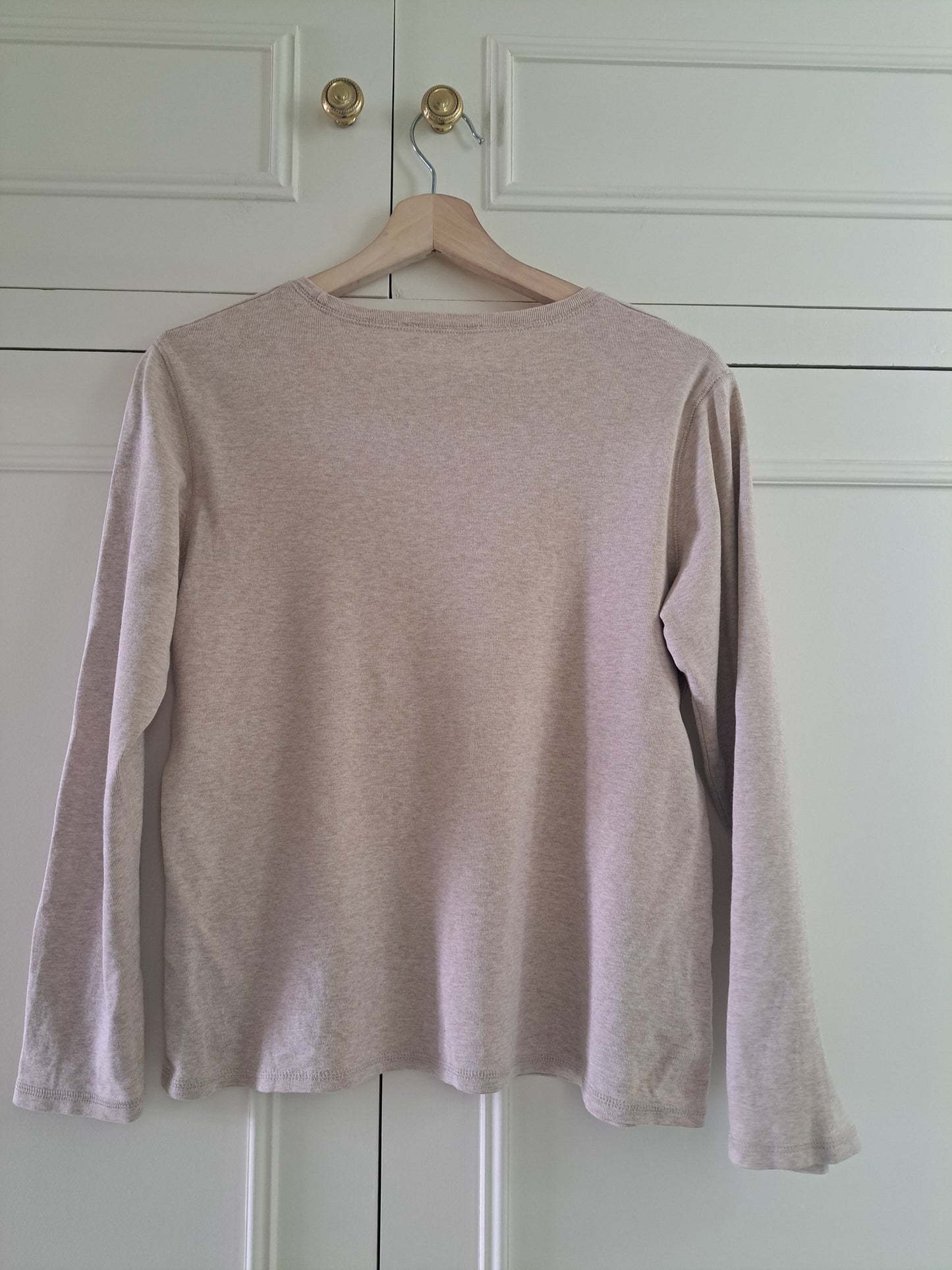 M&S Oatmeal Marl Jumper Size 14 Pure Cotton Lightweight Knit Sweater