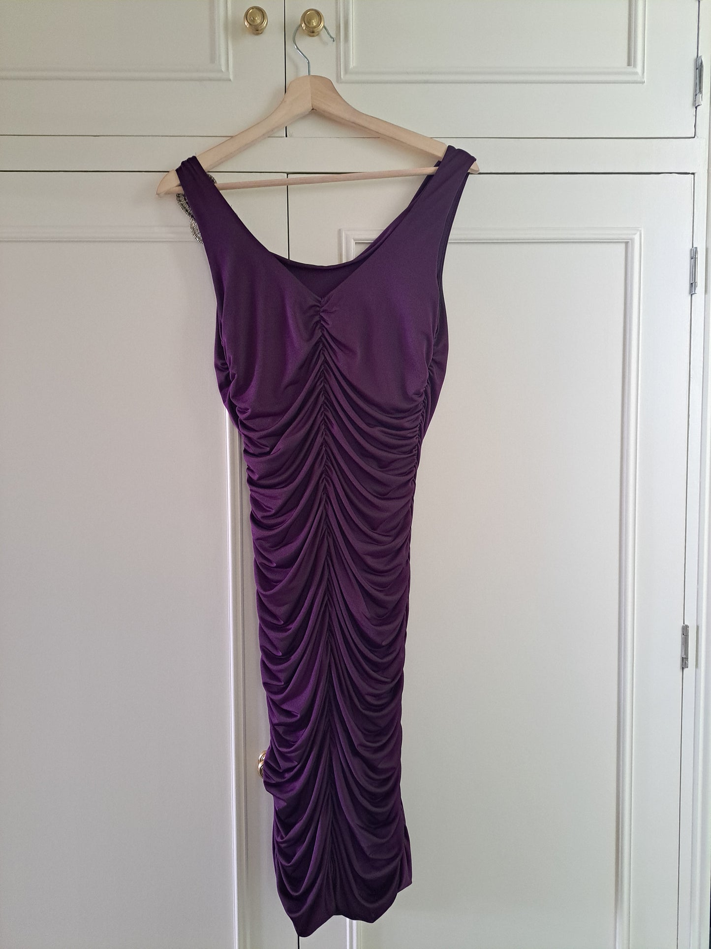 Star by Julien Macdonald Purple One Shoulder Ruched Midi Dress Size 10