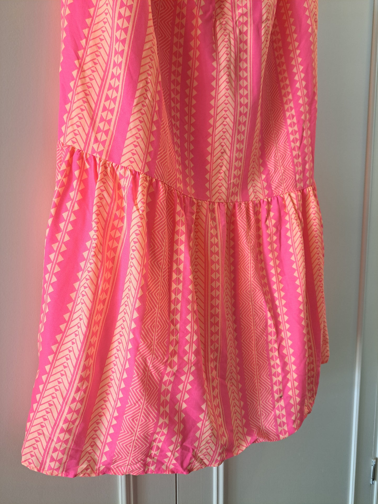 Papaya Pink Maxi Dress Boho Summer Dress Shirred Bandeau Dress Size 12