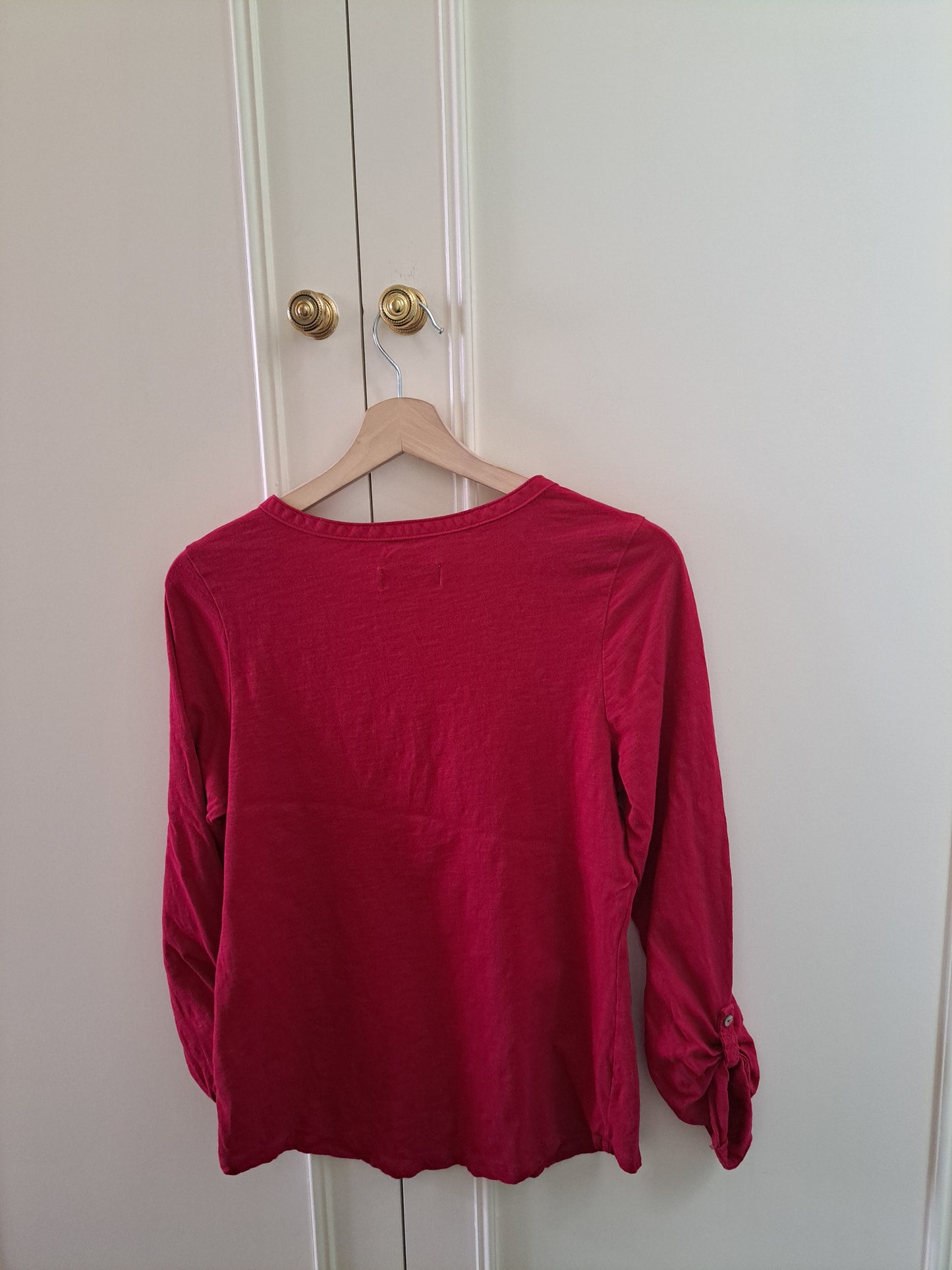 Per Una Pure Cotton Blouse Size 12 Cerise Pink Embroidered Boho Top