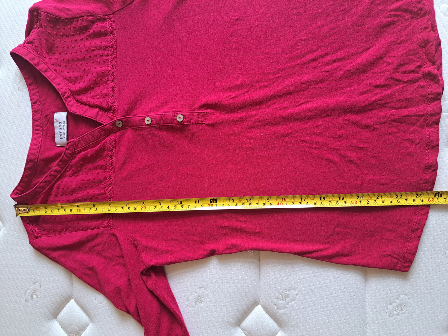Per Una Pure Cotton Blouse Size 12 Cerise Pink Embroidered Boho Top