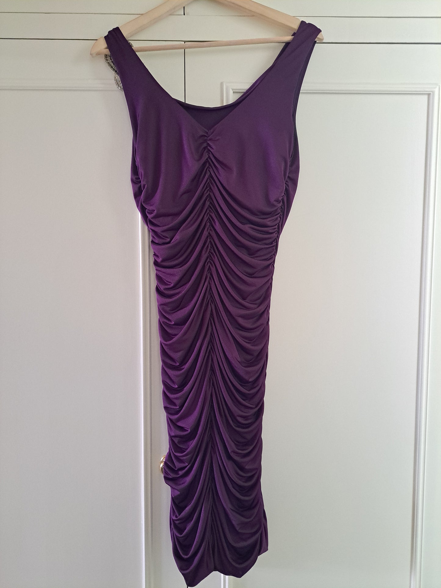 Star by Julien Macdonald Purple One Shoulder Ruched Midi Dress Size 10