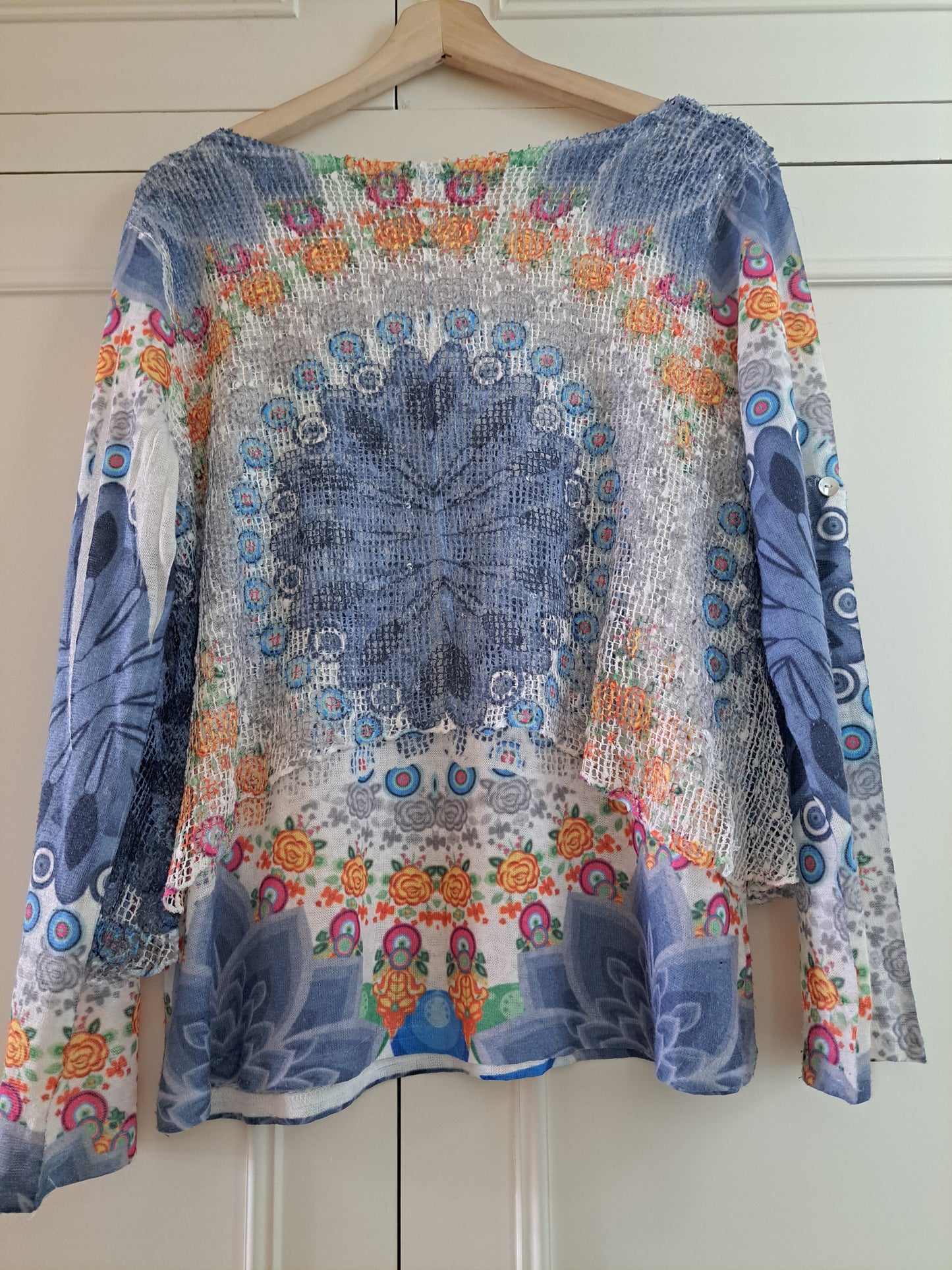 Autonomy Printed Knit Top Size 12 Boho Mandala Long Sleeve Top