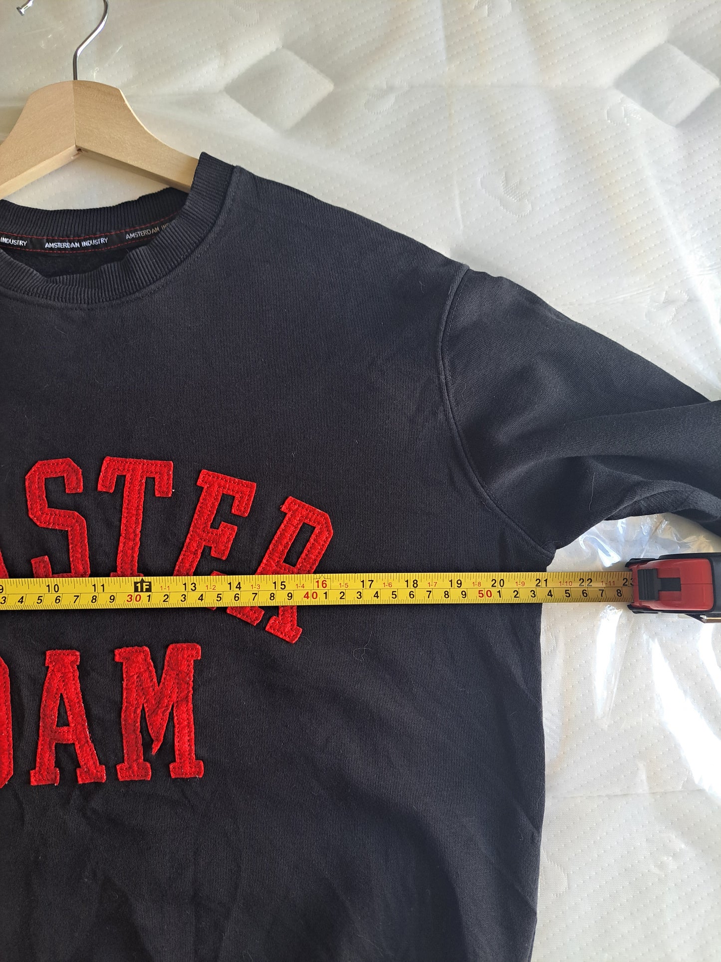 Amsterdam Industry Black Sweatshirt S Embroidered Logo Y2K Streetwear