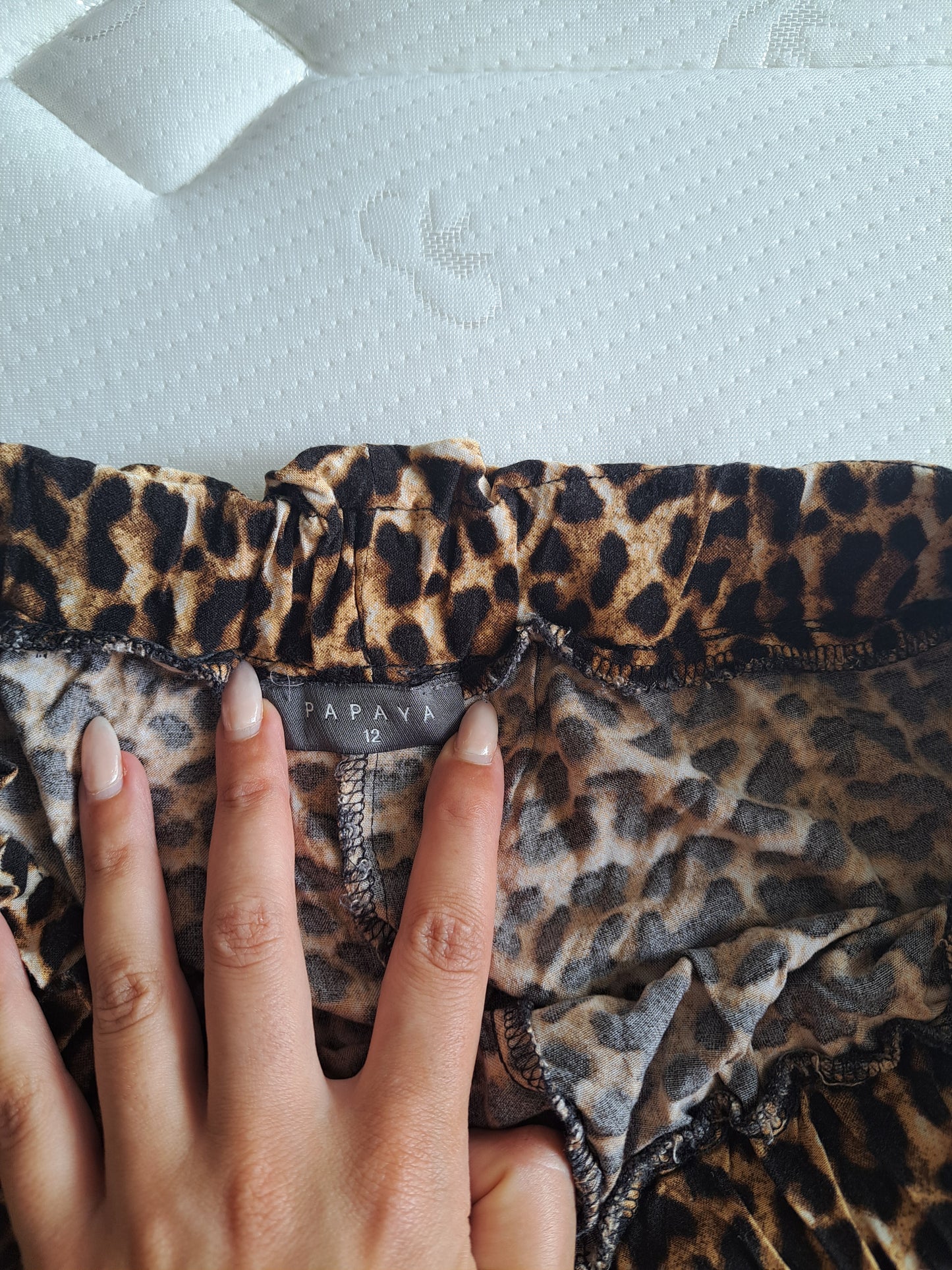 Papaya Leopard Print Wide Leg Trousers UK 12 Animal Print Pull On Pants