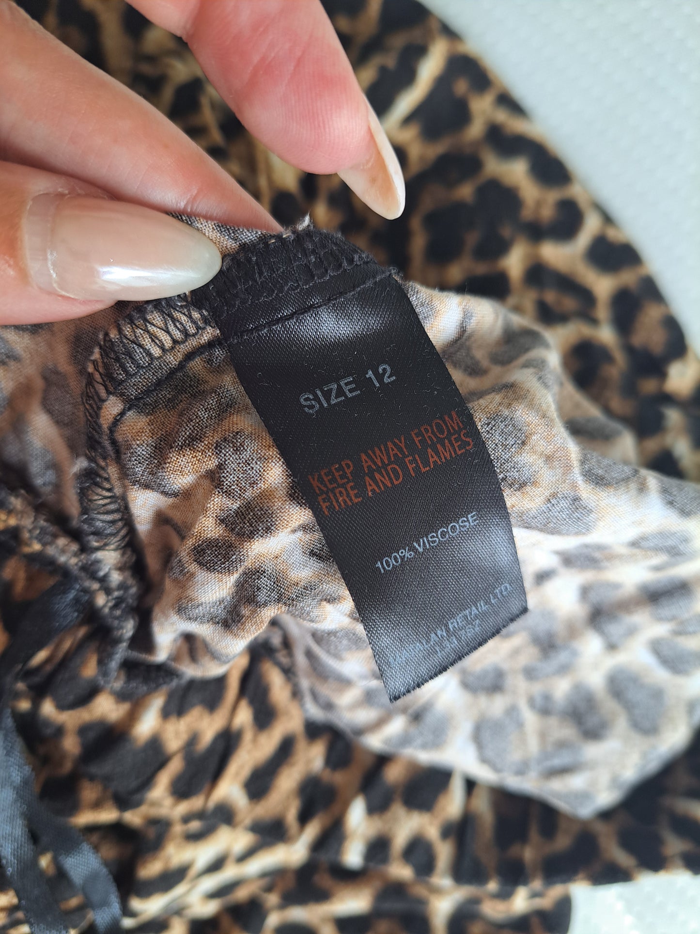 Papaya Leopard Print Wide Leg Trousers UK 12 Animal Print Pull On Pants