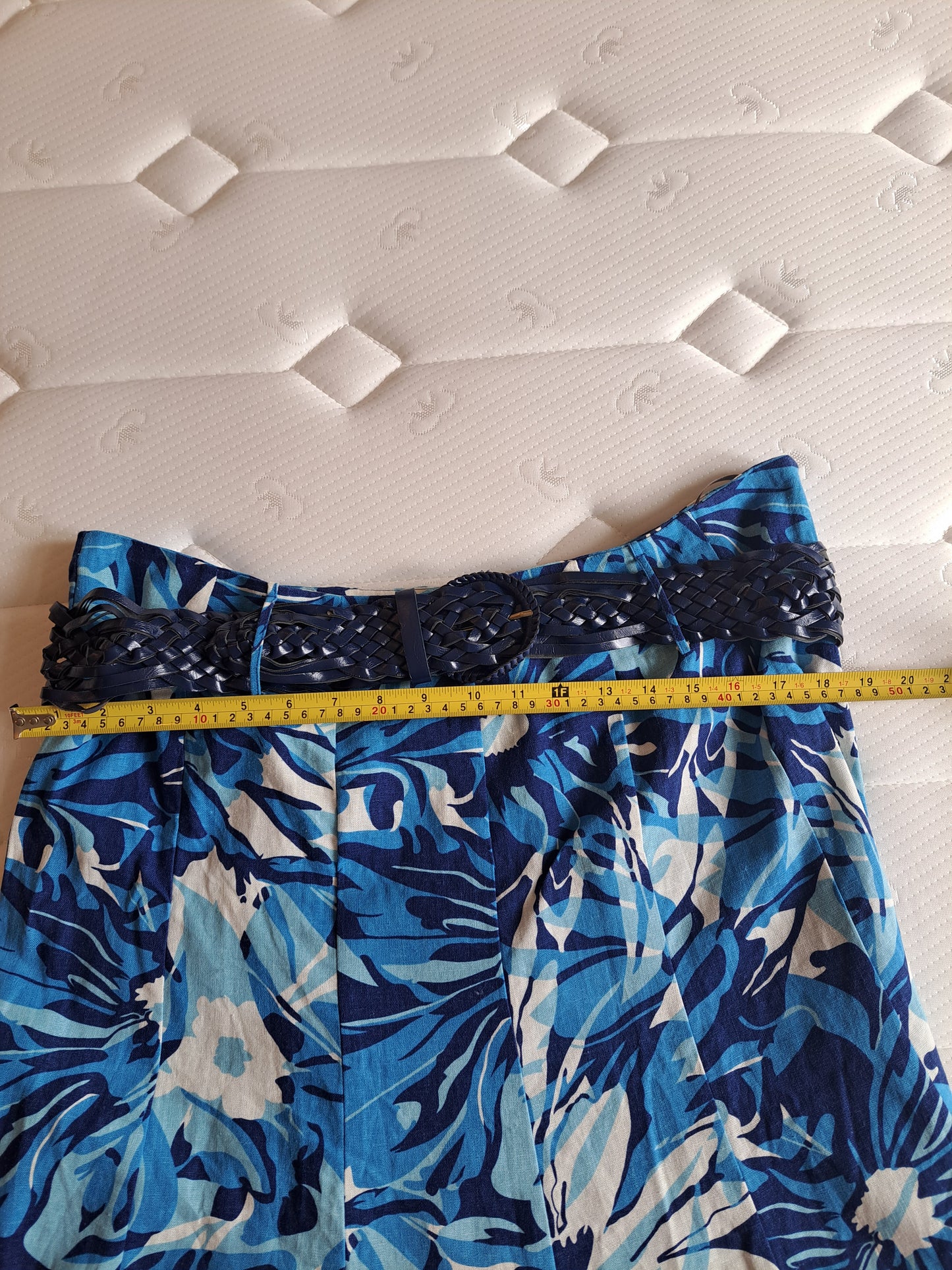 Soon Blue Floral Midi Skirt Size 16 Tropical Print Pull-On Skirt