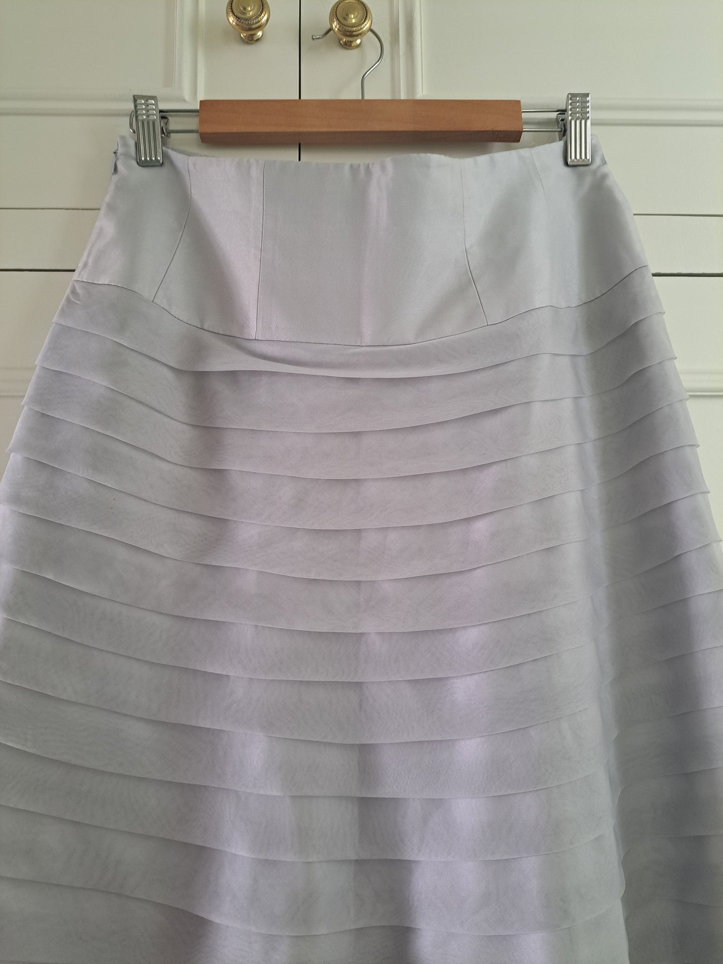 Episode Silver Grey A-Line Midi Skirt Size 14 Satin Occasion Skirt